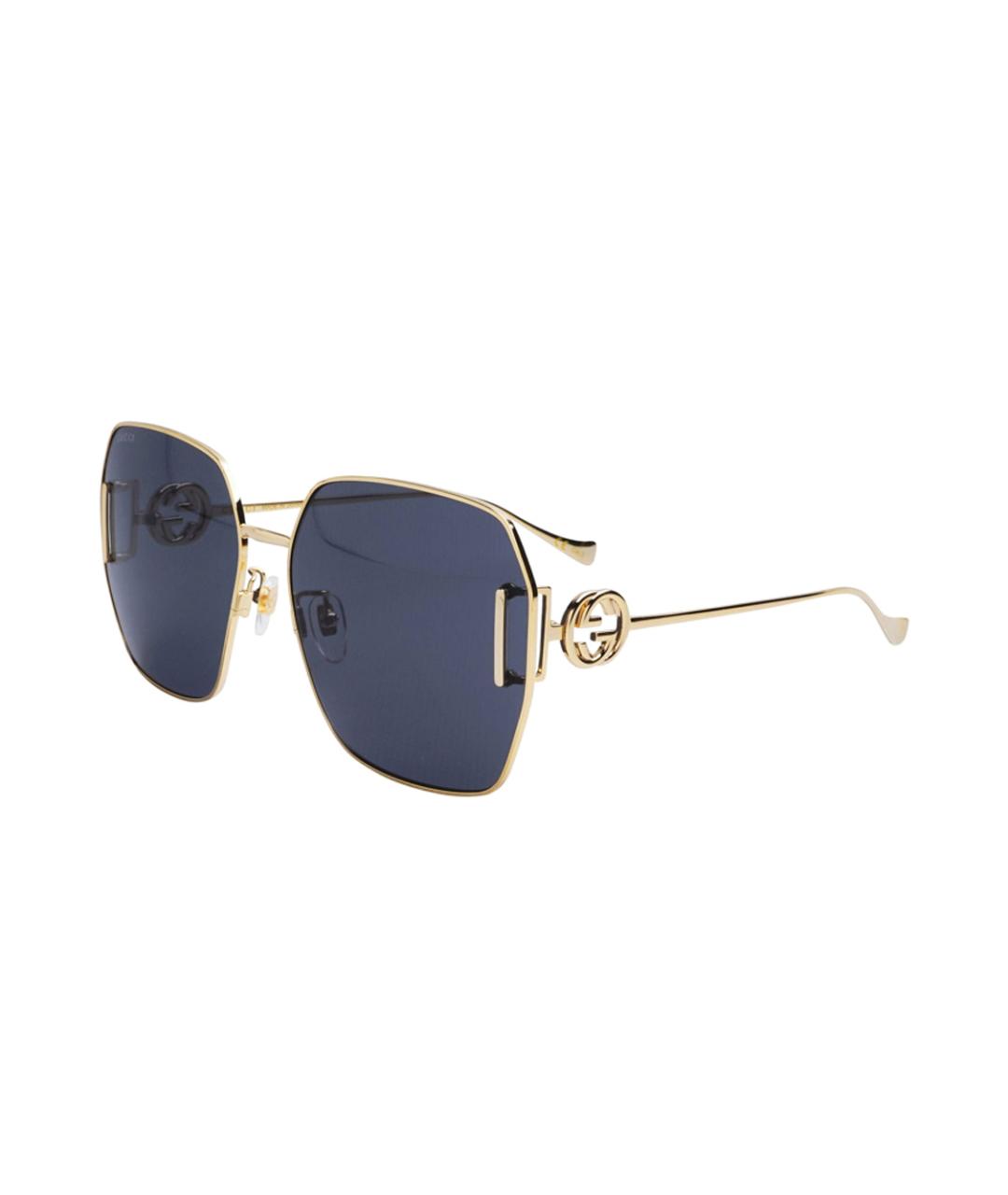 GUCCI Золотые металлические солнцезащитные очки, фото 1