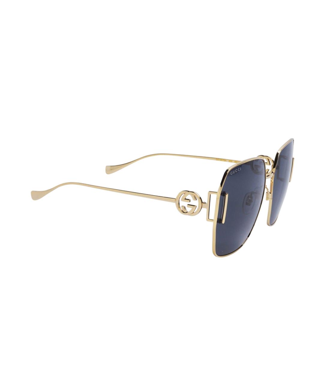 GUCCI Золотые металлические солнцезащитные очки, фото 3