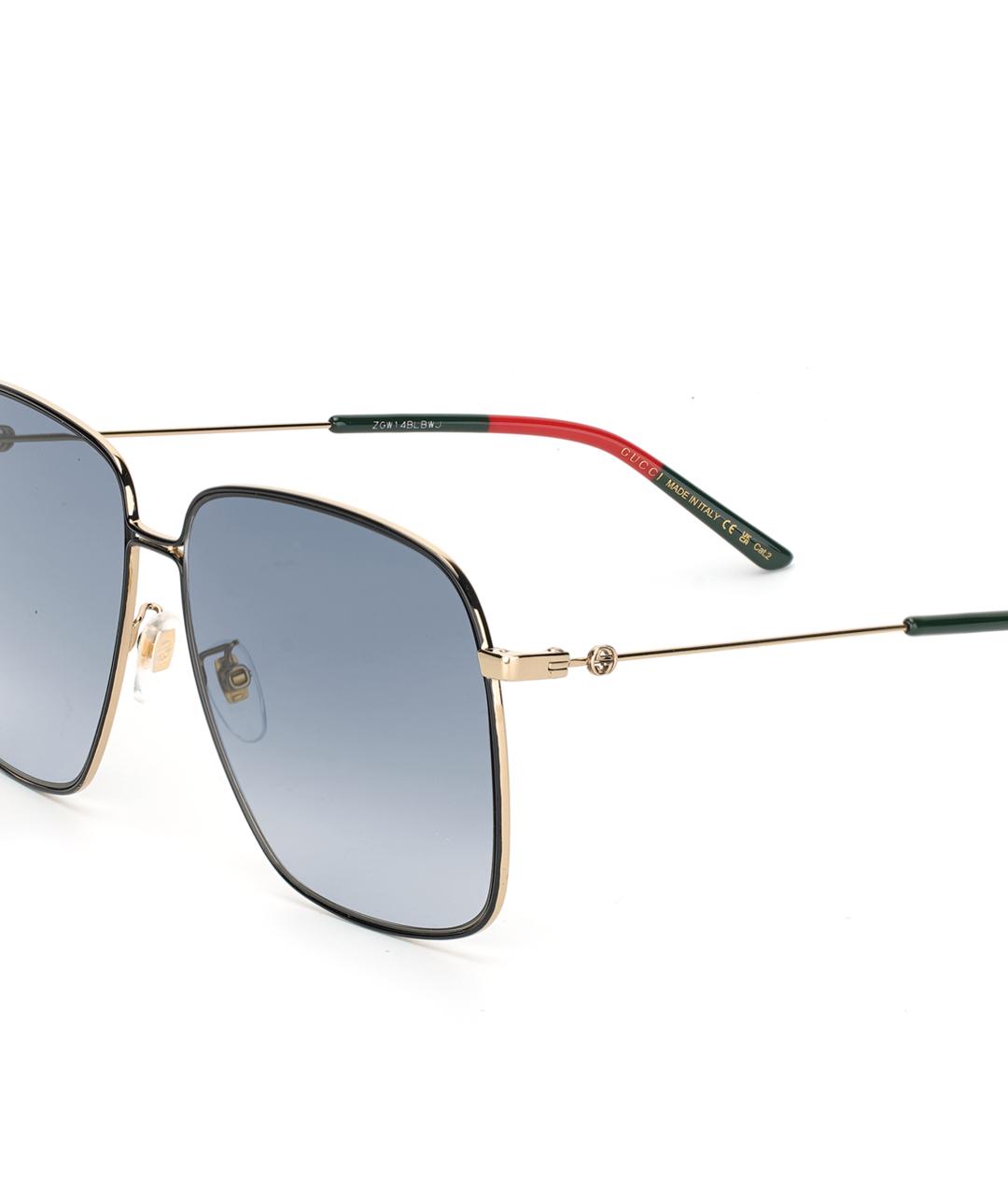 GUCCI Золотые металлические солнцезащитные очки, фото 5