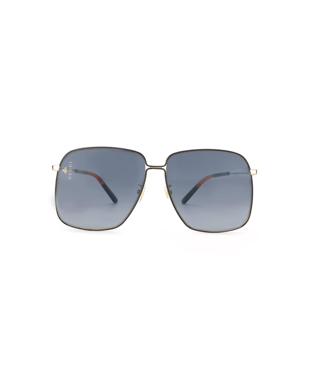 GUCCI Золотые металлические солнцезащитные очки, фото 2