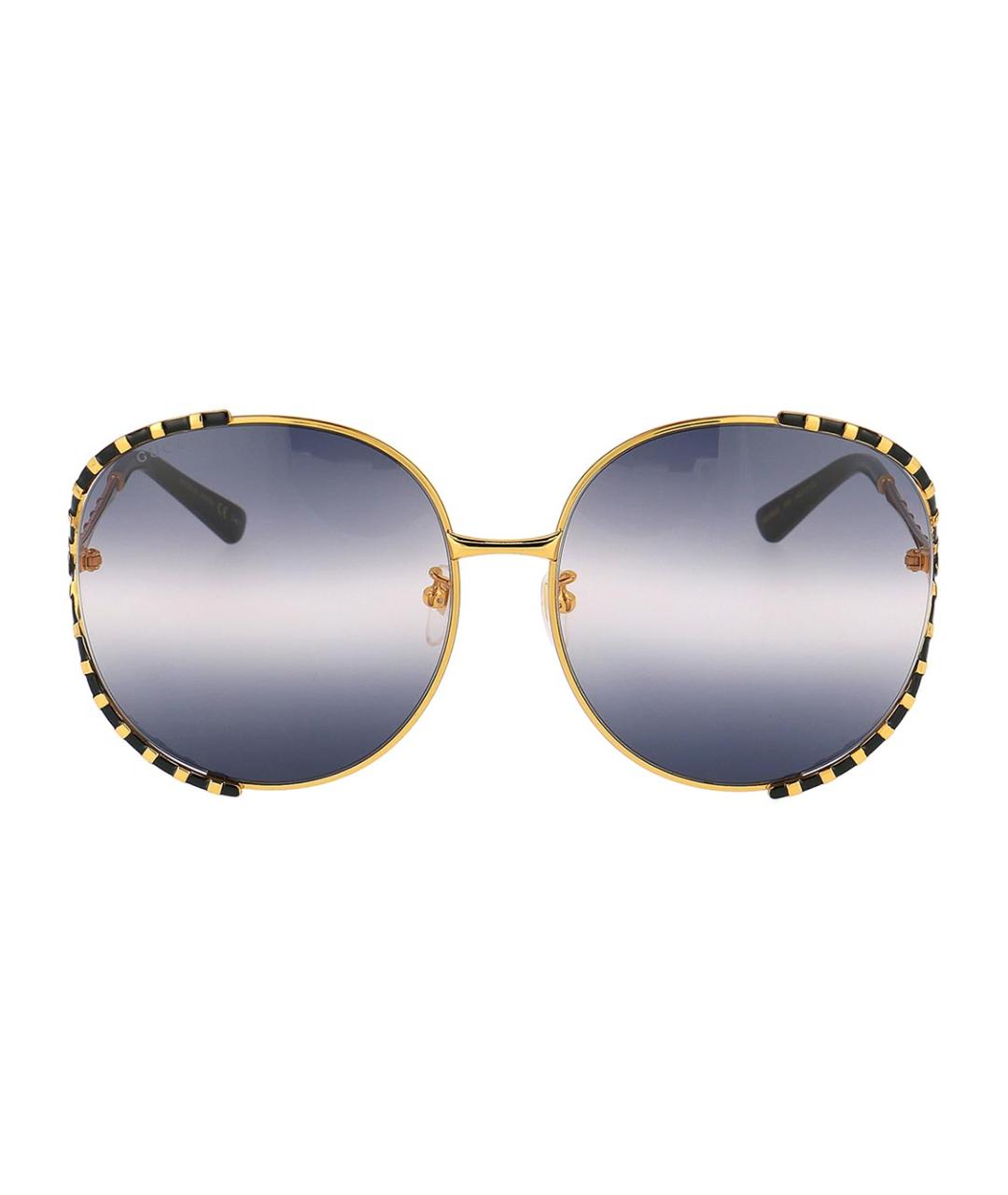 GUCCI Золотые металлические солнцезащитные очки, фото 2