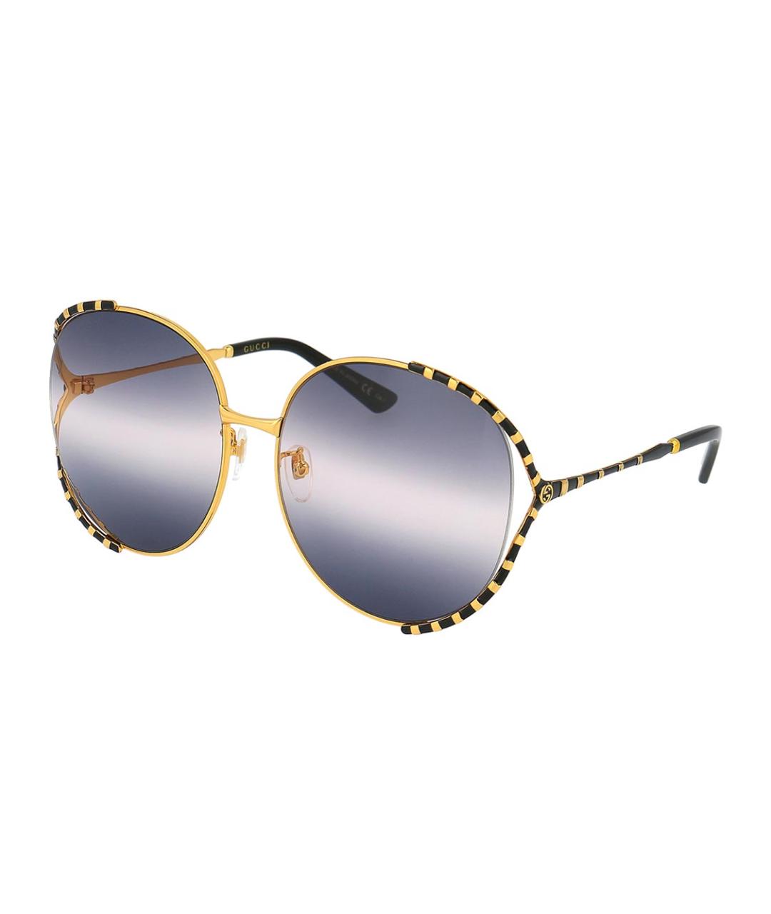 GUCCI Золотые металлические солнцезащитные очки, фото 1