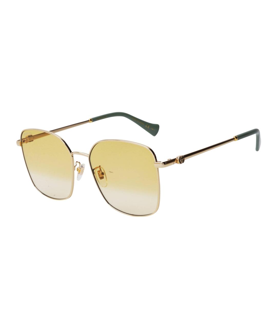 GUCCI Золотые металлические солнцезащитные очки, фото 1