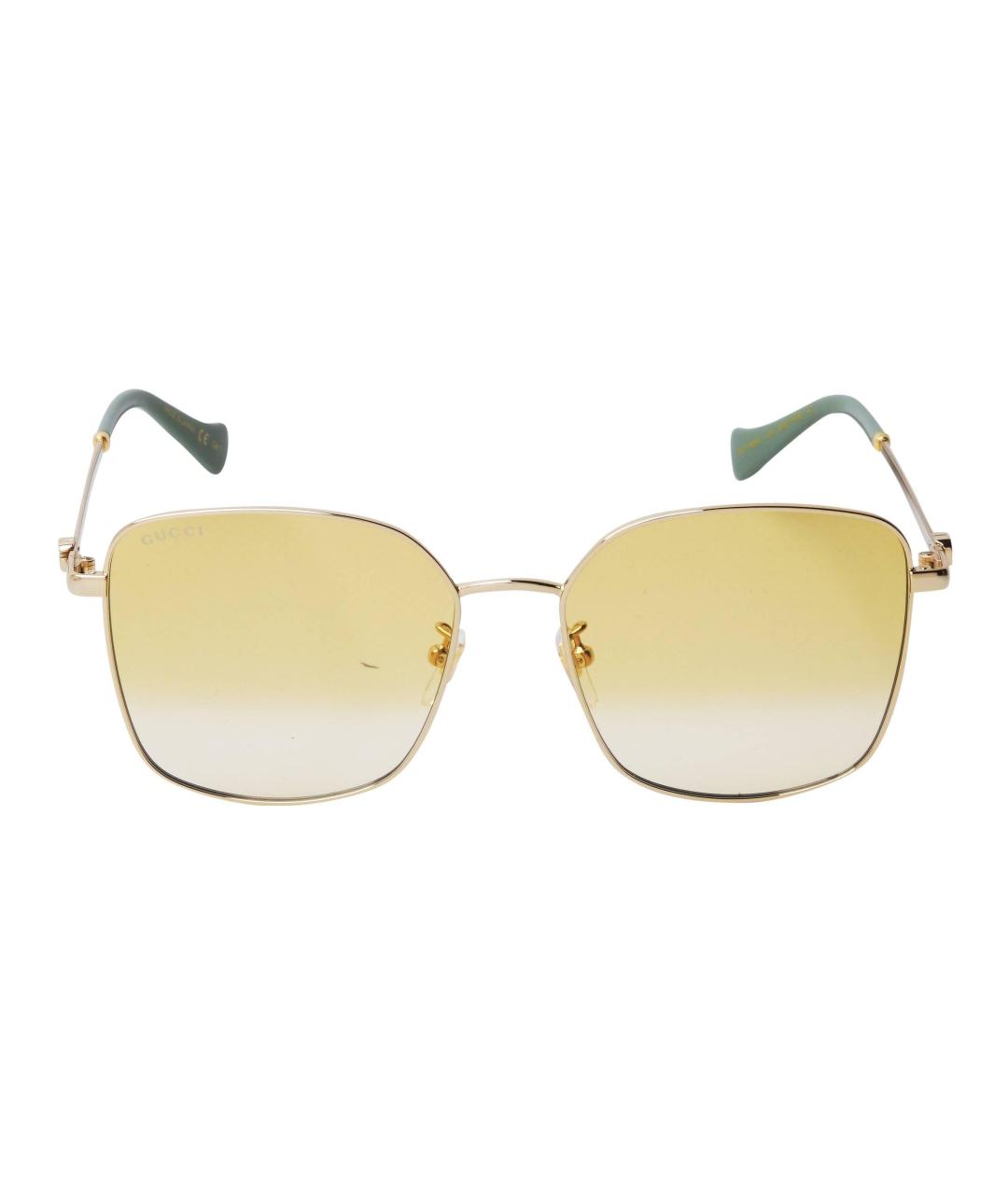 GUCCI Золотые металлические солнцезащитные очки, фото 2