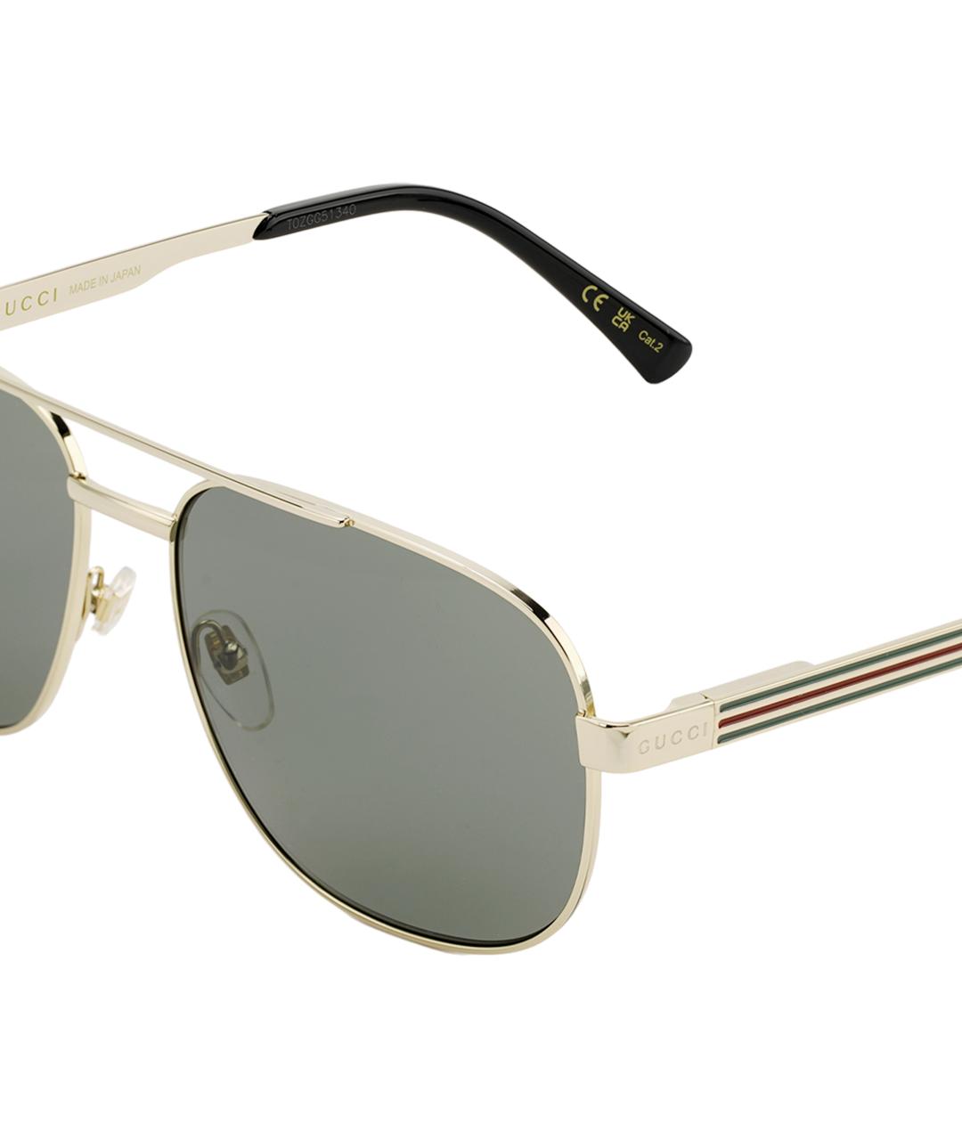 GUCCI Золотые металлические солнцезащитные очки, фото 5