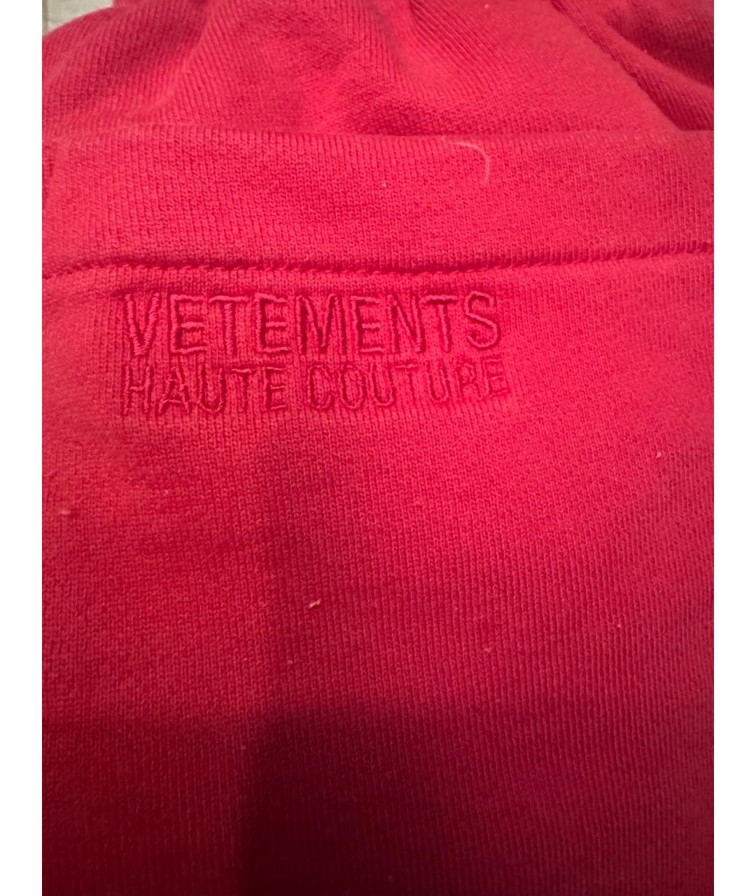 VETEMENTS Красные хлопковые повседневные брюки, фото 2