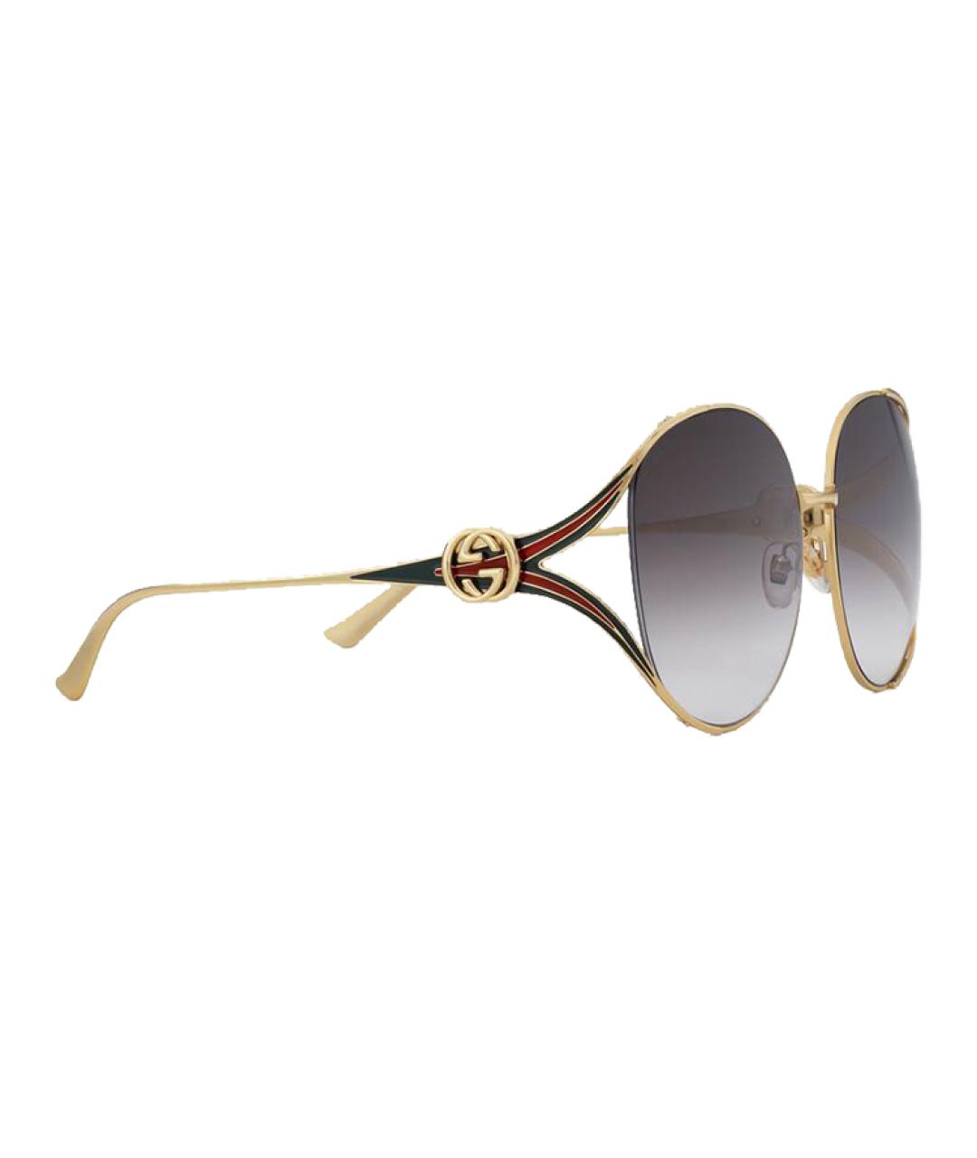 GUCCI Золотые металлические солнцезащитные очки, фото 2