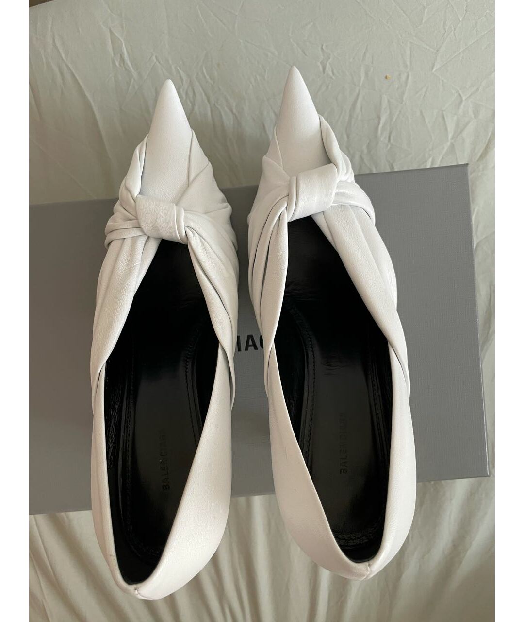 BALENCIAGA Белые кожаные туфли, фото 3