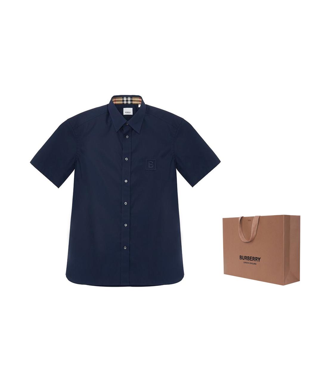 BURBERRY Темно-синяя хлопковая классическая рубашка, фото 3