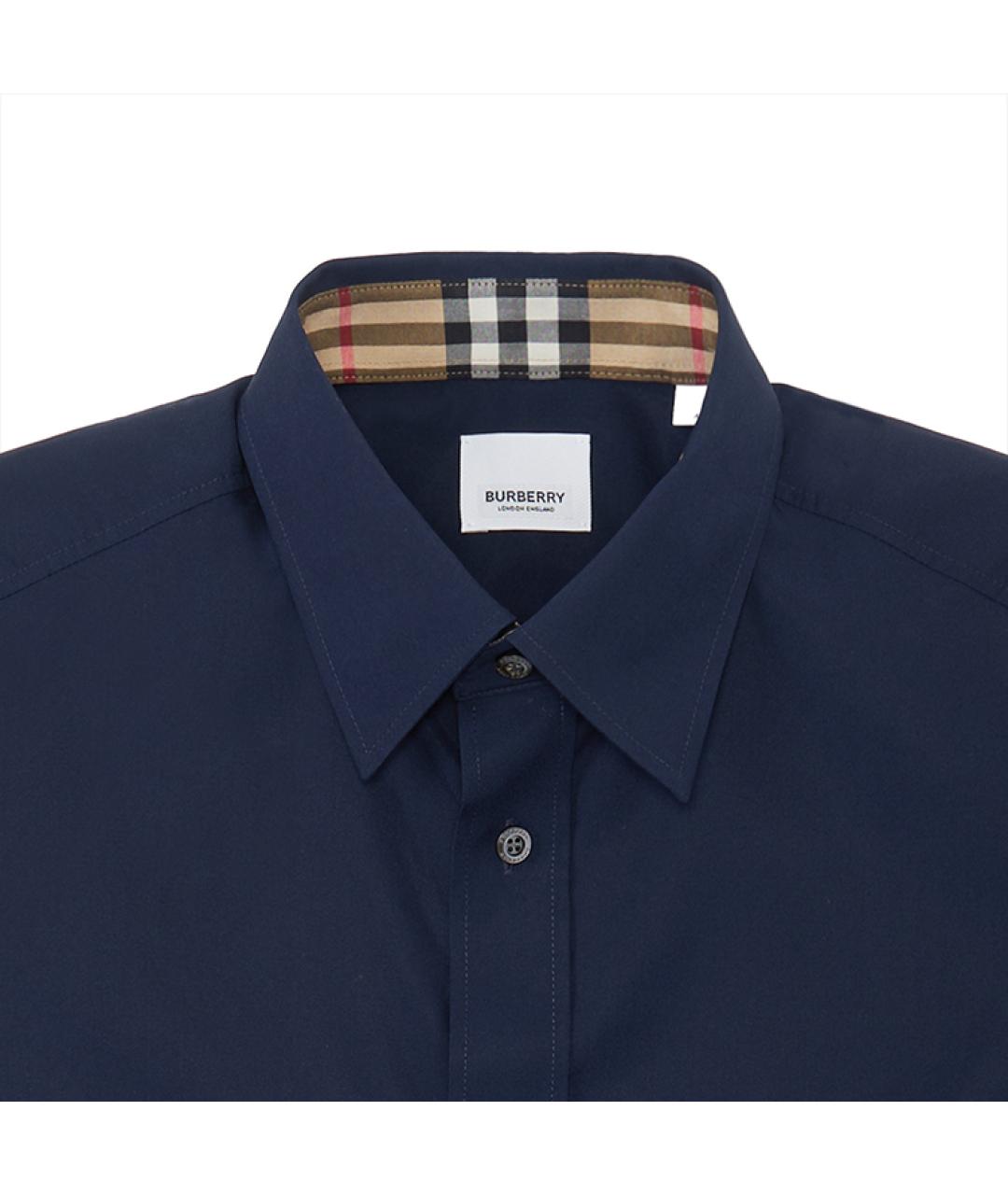 BURBERRY Темно-синяя хлопковая классическая рубашка, фото 7