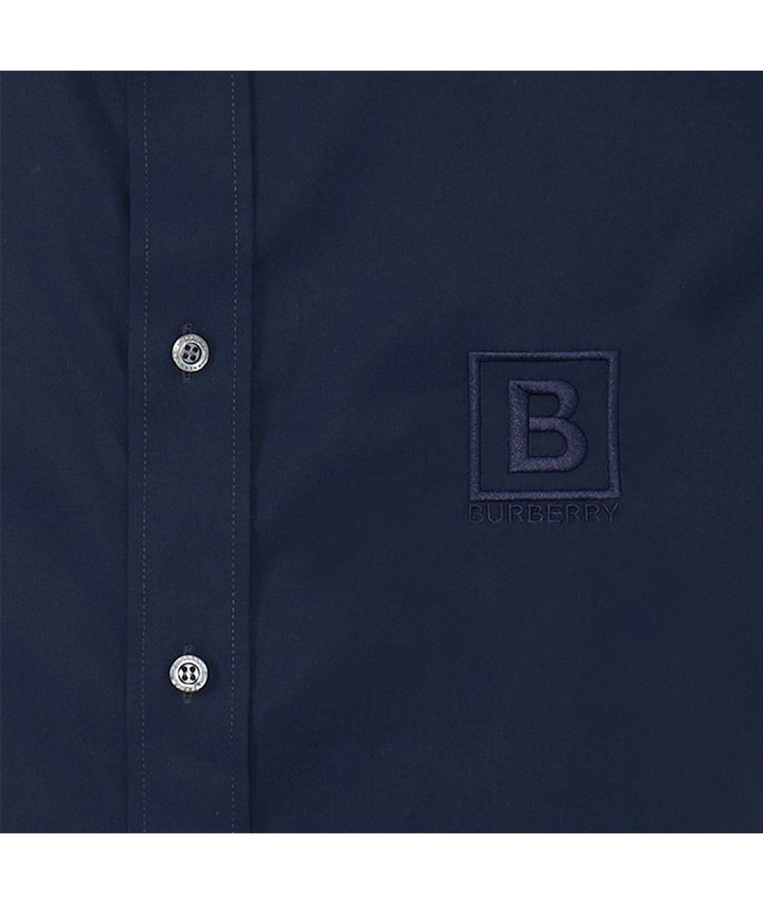 BURBERRY Темно-синяя хлопковая классическая рубашка, фото 6