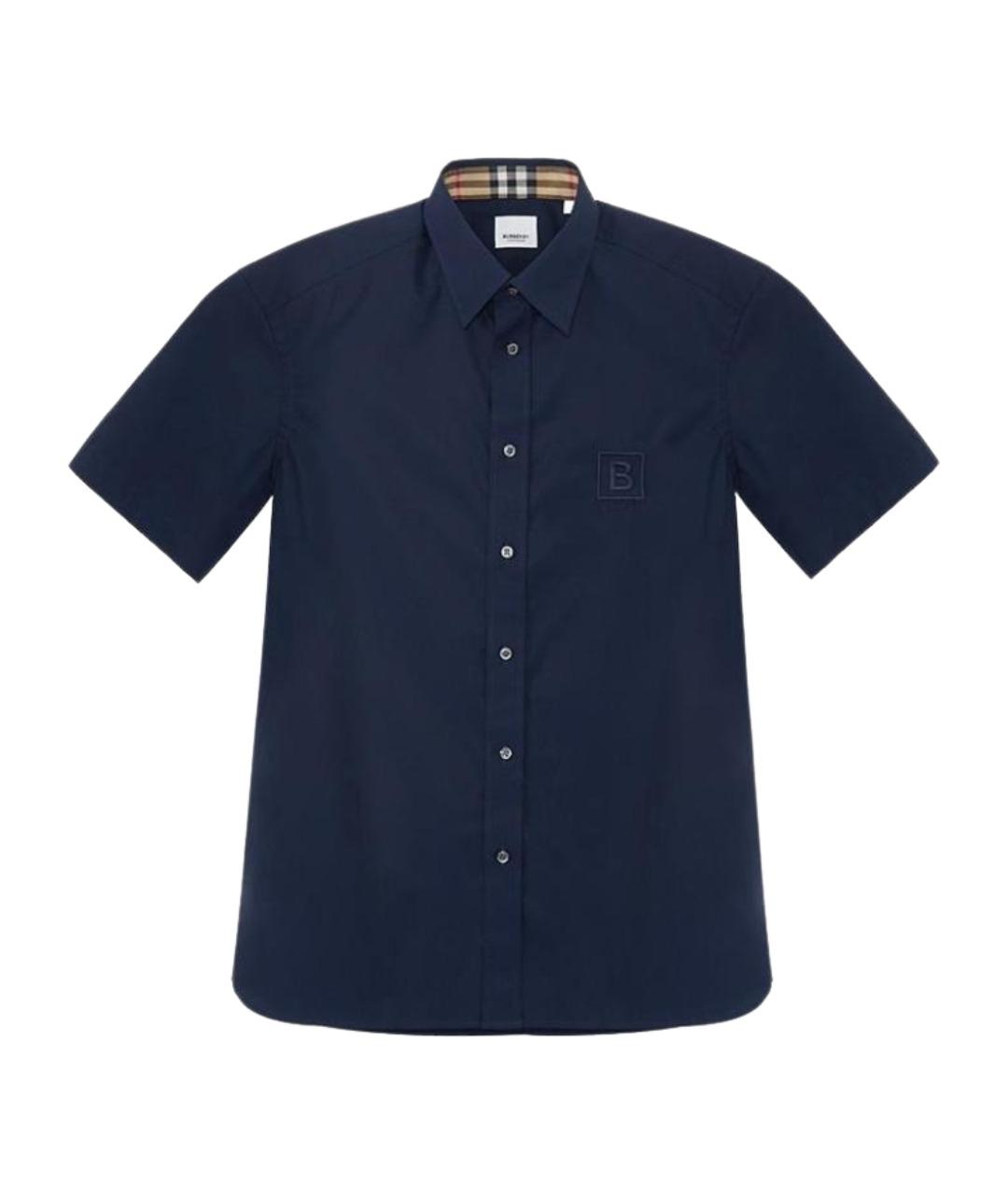 BURBERRY Темно-синяя хлопковая классическая рубашка, фото 1