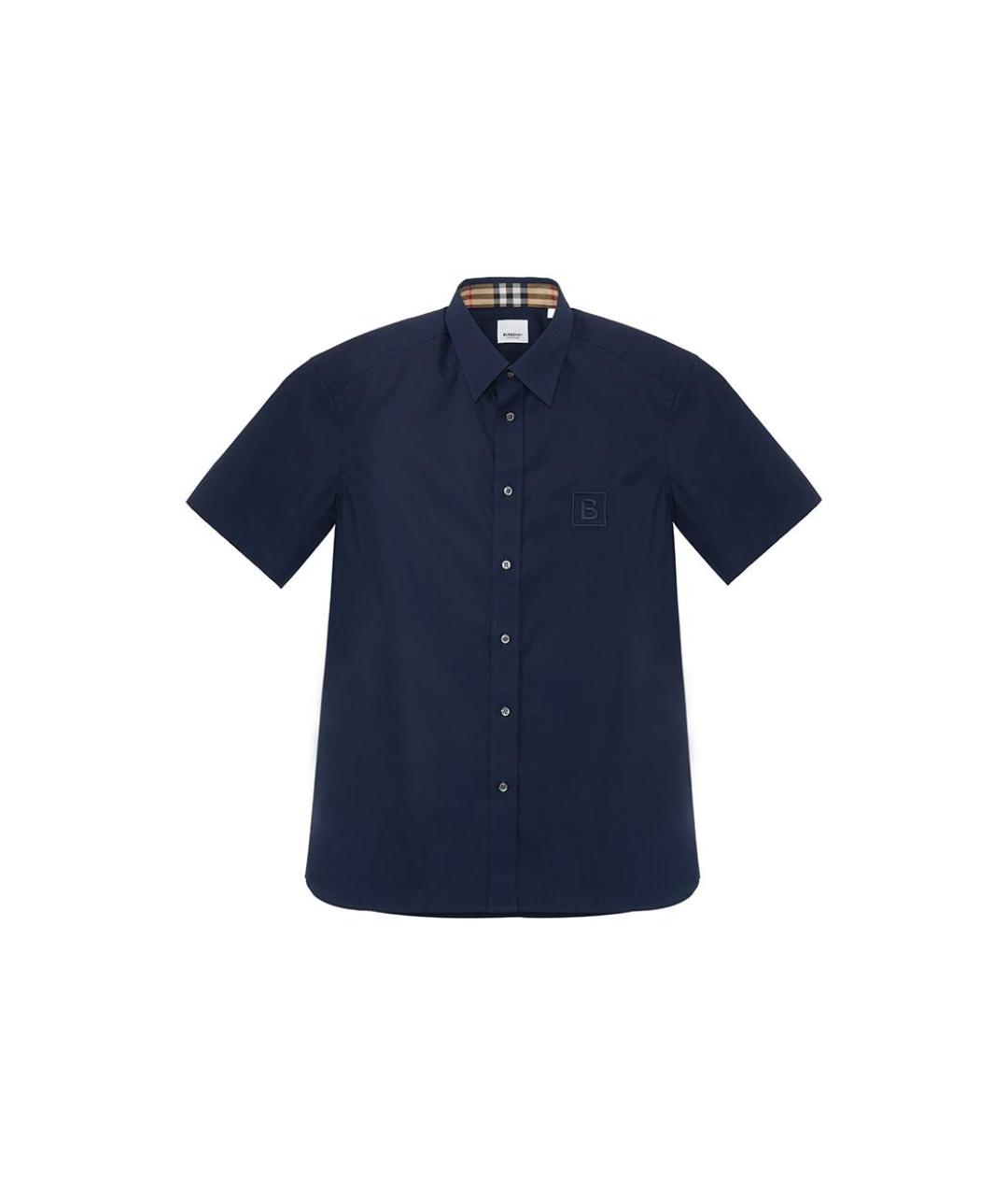BURBERRY Темно-синяя хлопковая классическая рубашка, фото 9
