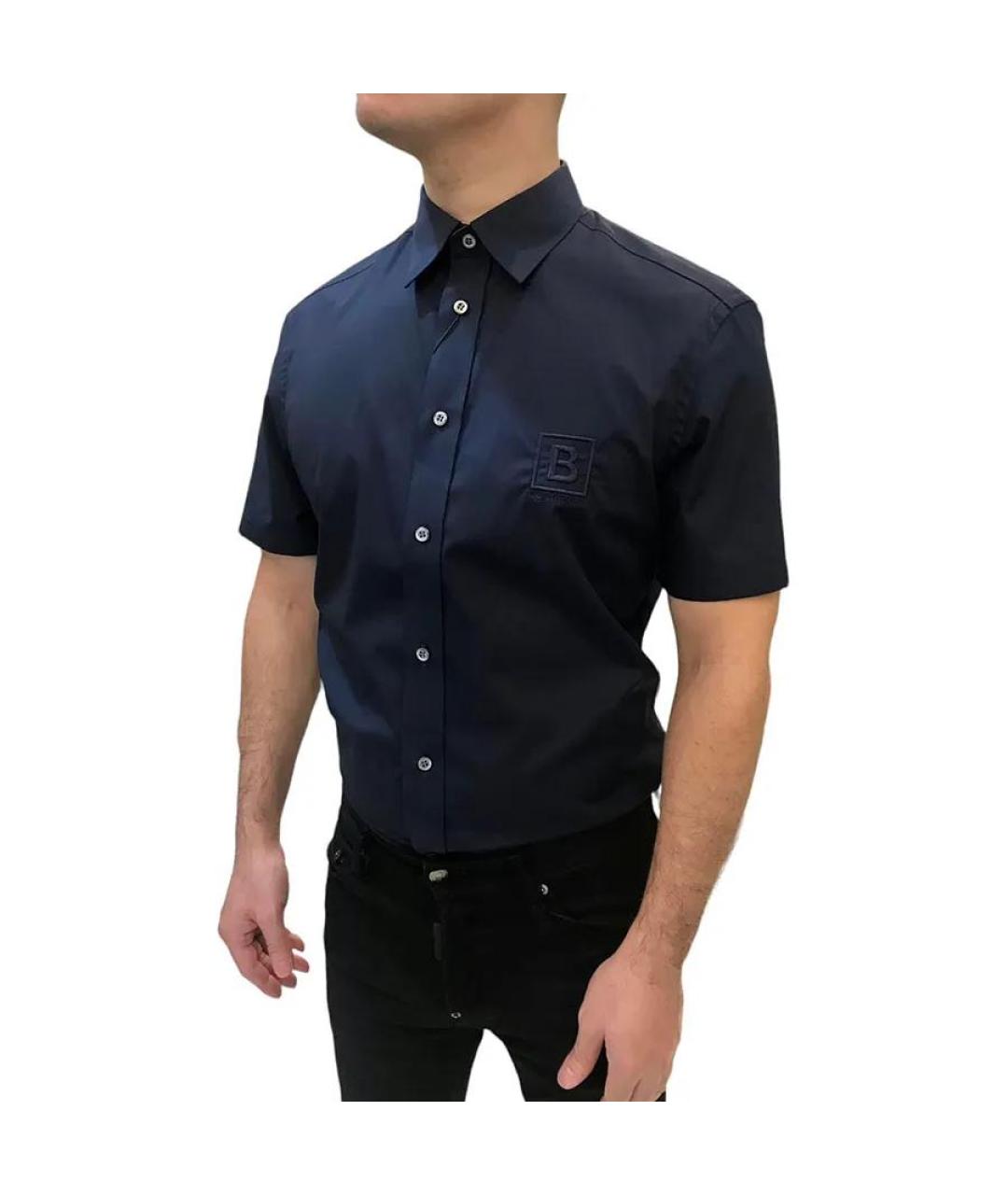 BURBERRY Темно-синяя хлопковая классическая рубашка, фото 5