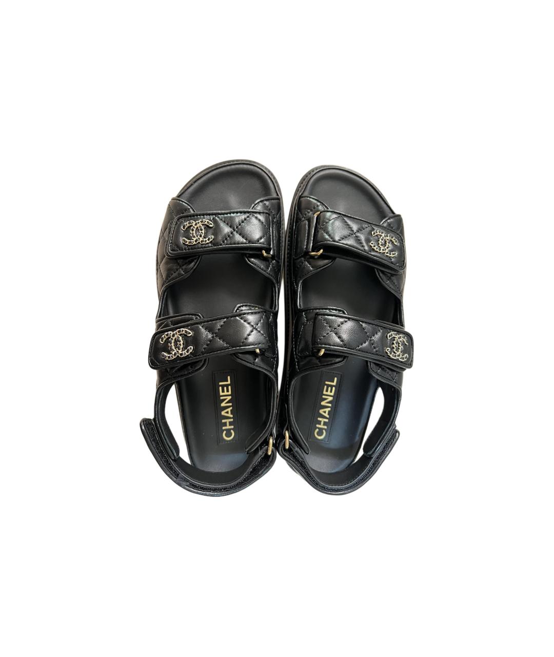 CHANEL Черные кожаные сандалии, фото 3