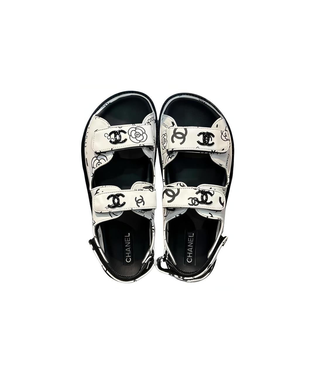 CHANEL Белые кожаные сандалии, фото 3