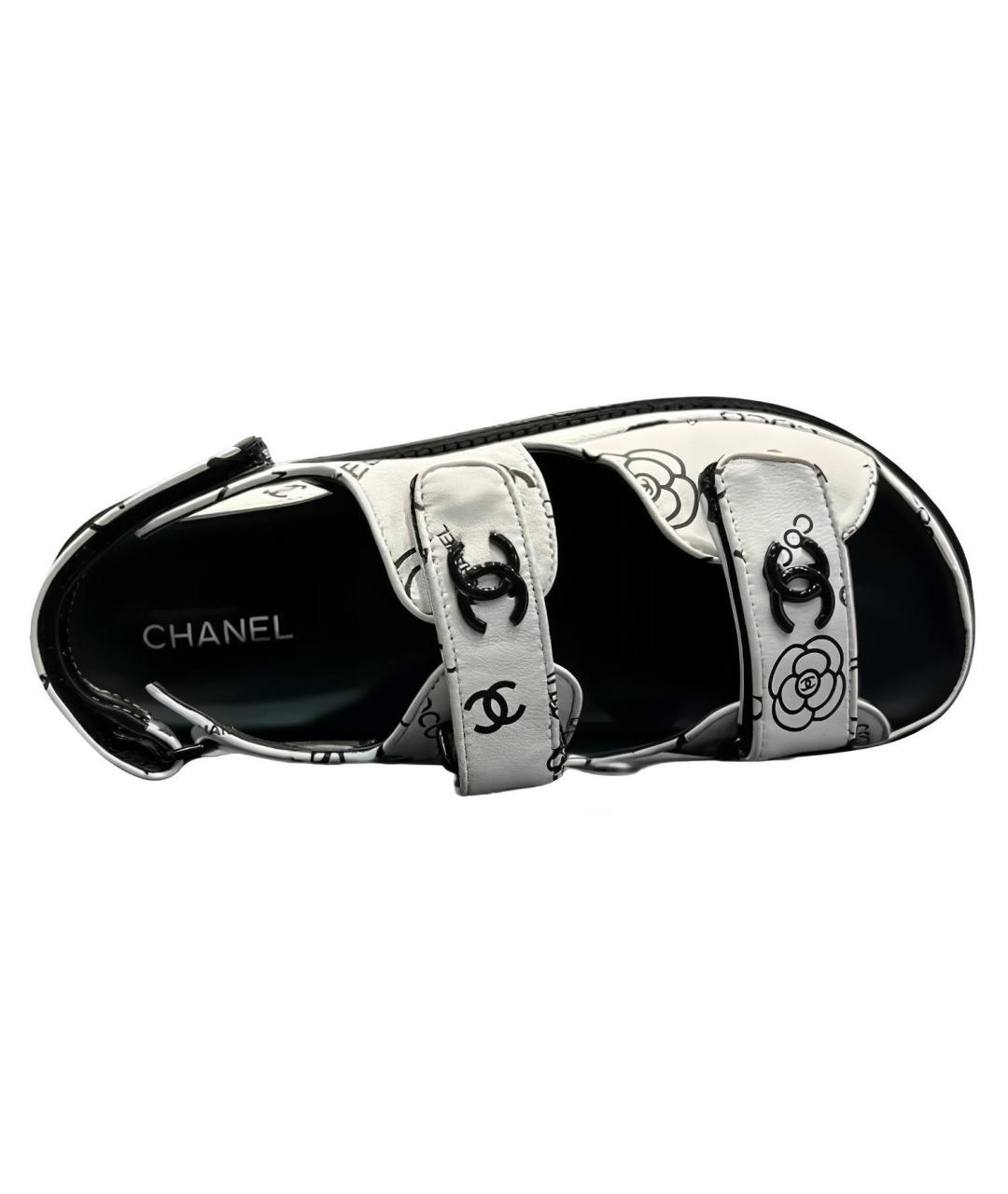 CHANEL Белые кожаные сандалии, фото 4