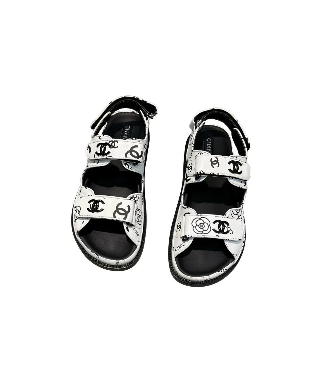 CHANEL Белые кожаные сандалии, фото 2