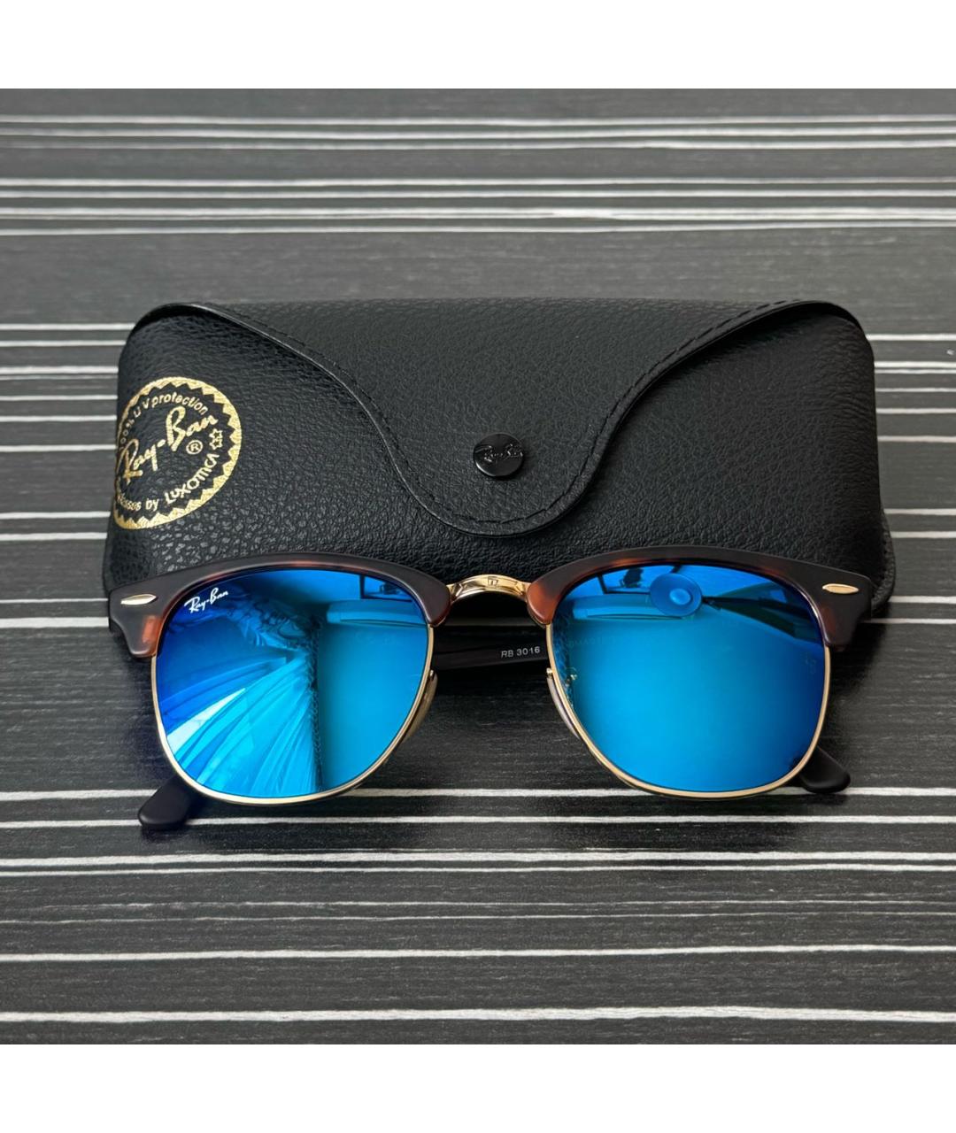 RAY BAN Коричневые пластиковые солнцезащитные очки, фото 4