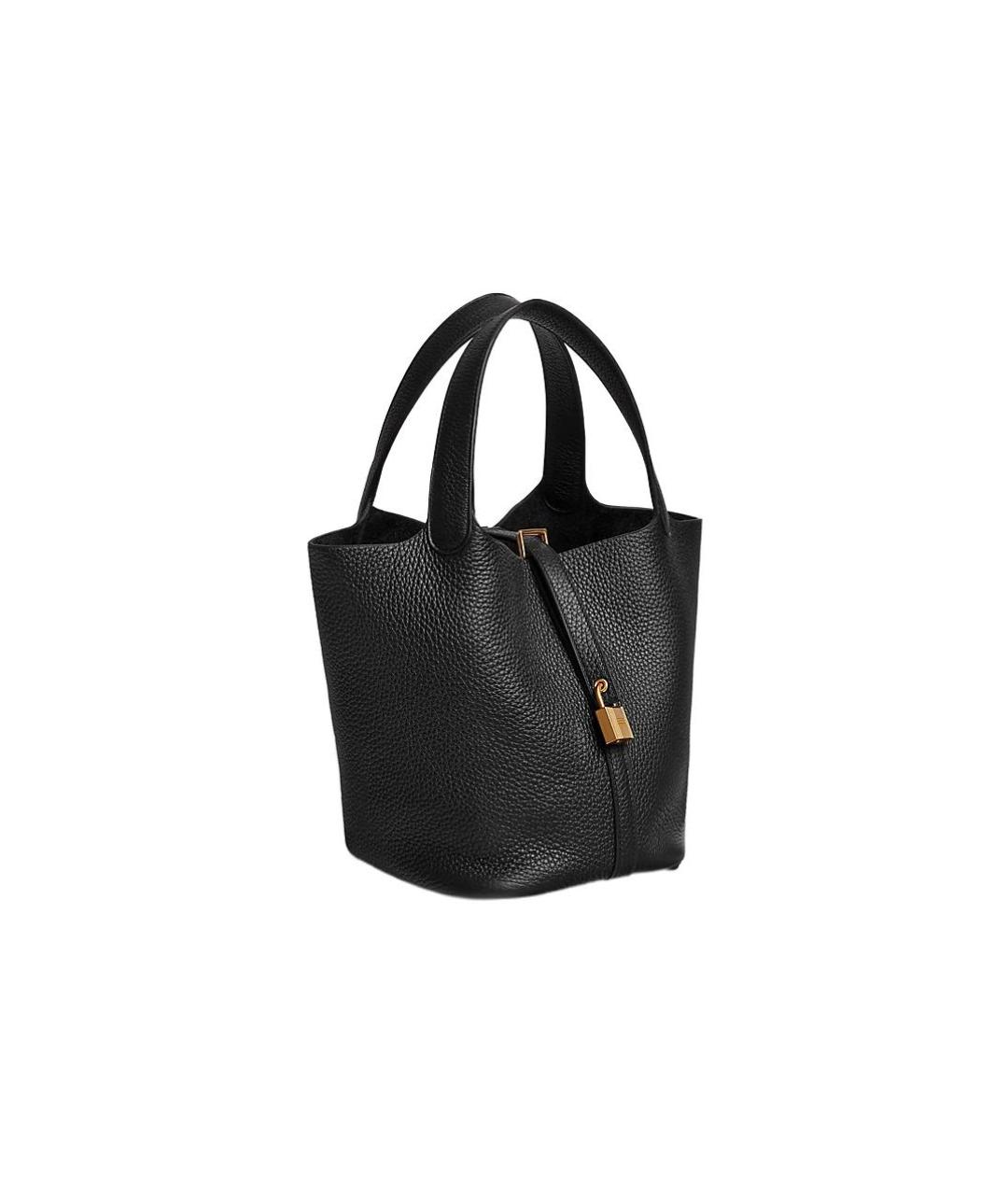 HERMES Черная кожаная сумка с короткими ручками, фото 3