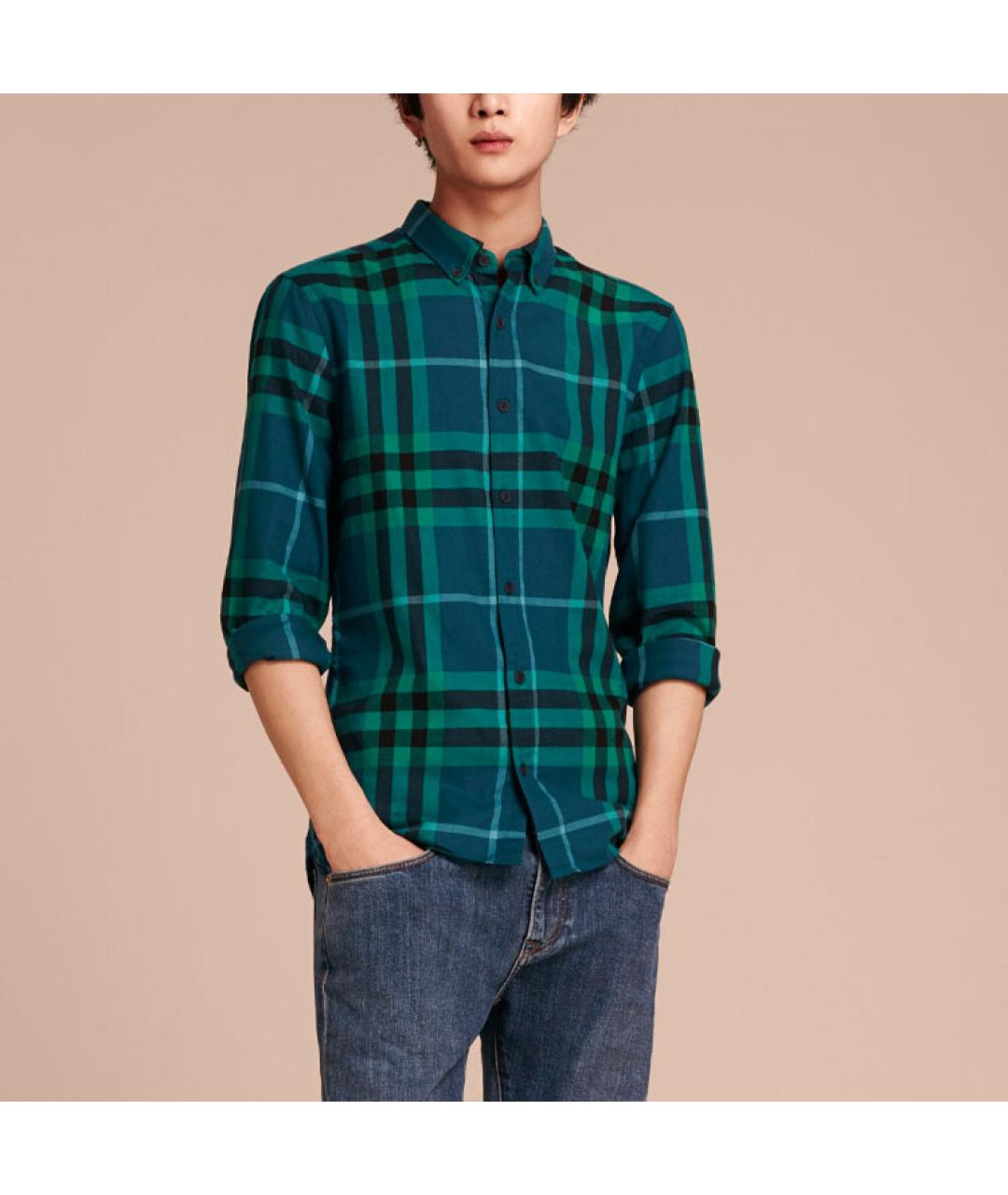 BURBERRY Синяя хлопковая кэжуал рубашка, фото 3