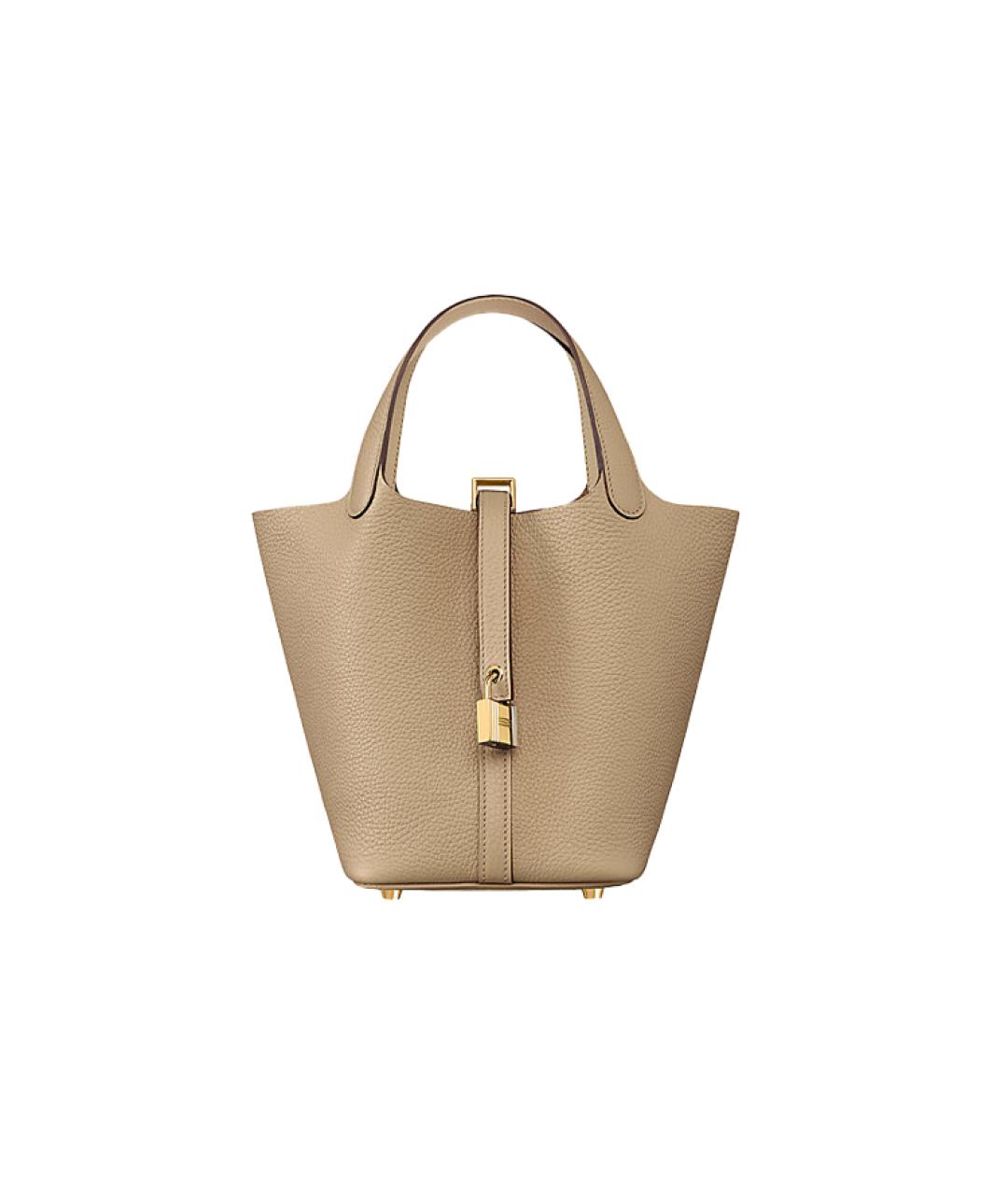 HERMES Серая кожаная сумка с короткими ручками, фото 1