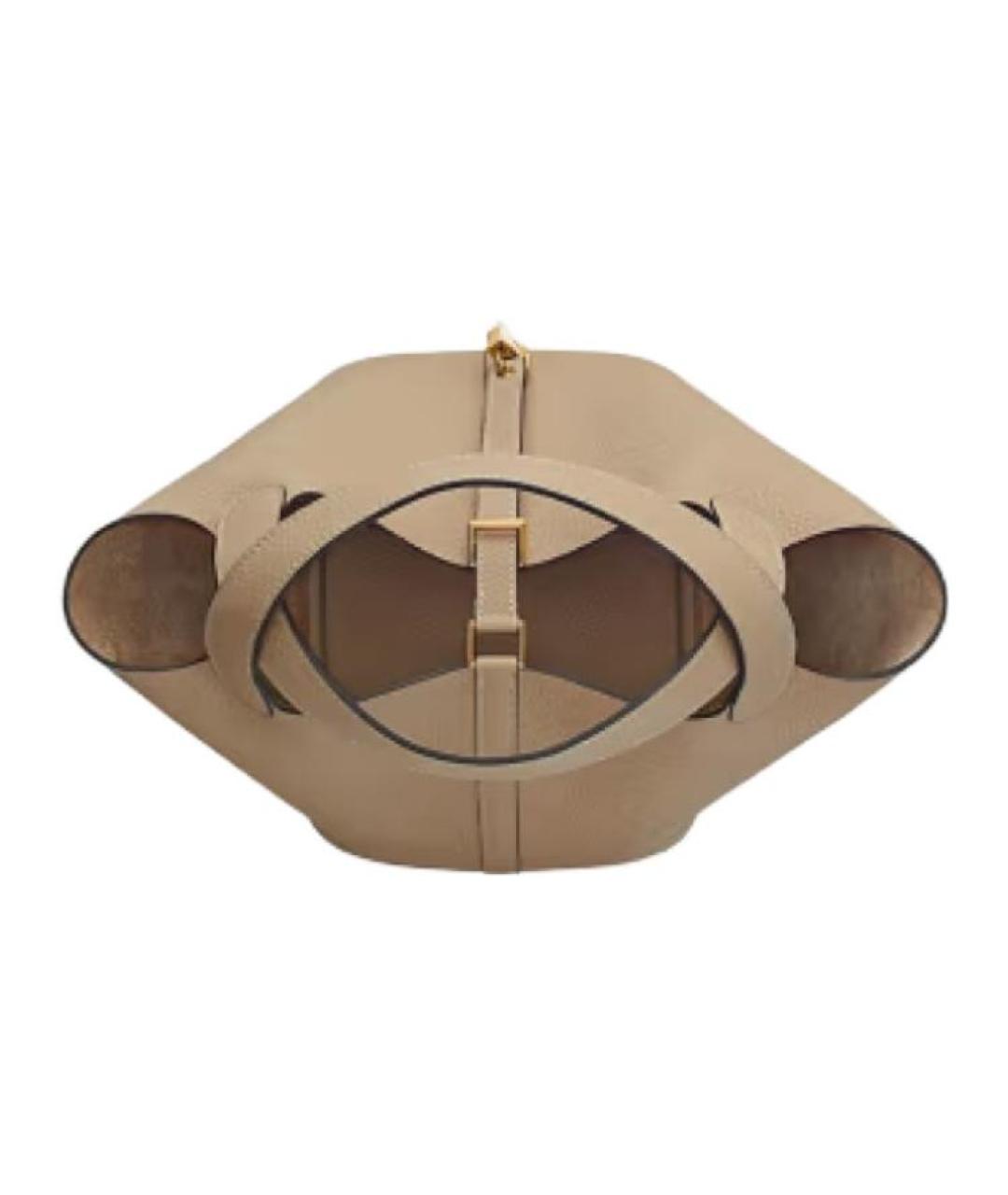 HERMES Серая кожаная сумка с короткими ручками, фото 3