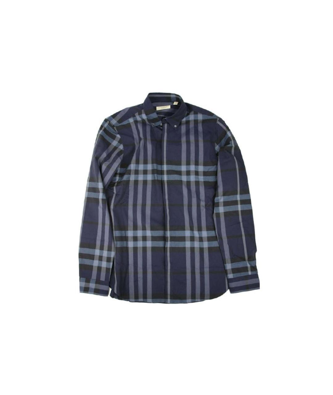 BURBERRY Темно-синяя хлопковая кэжуал рубашка, фото 3