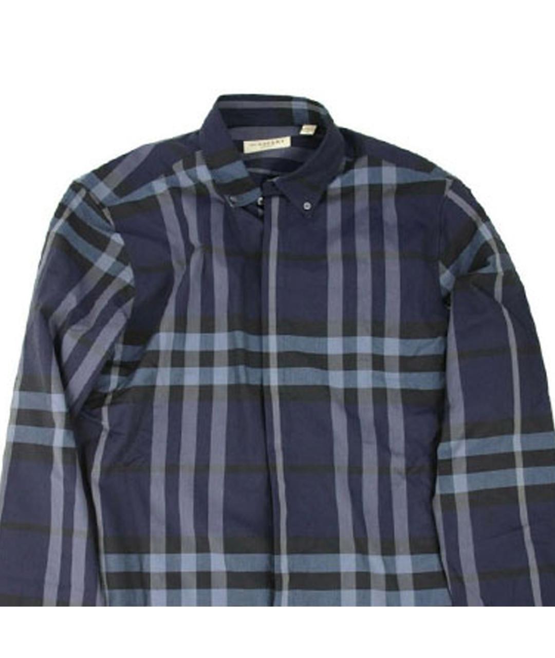 BURBERRY Темно-синяя хлопковая кэжуал рубашка, фото 2