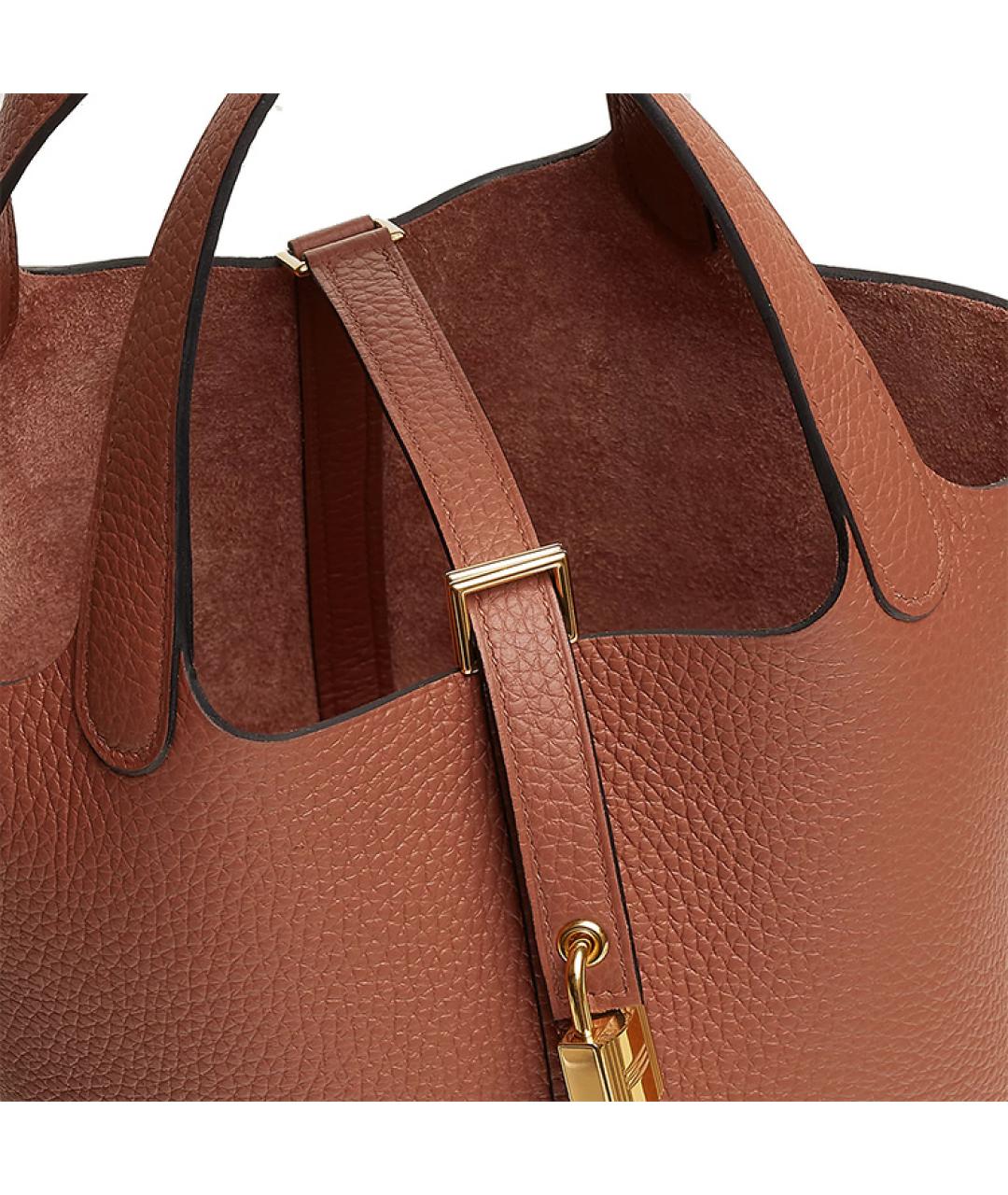 HERMES Коричневая кожаная сумка через плечо, фото 4