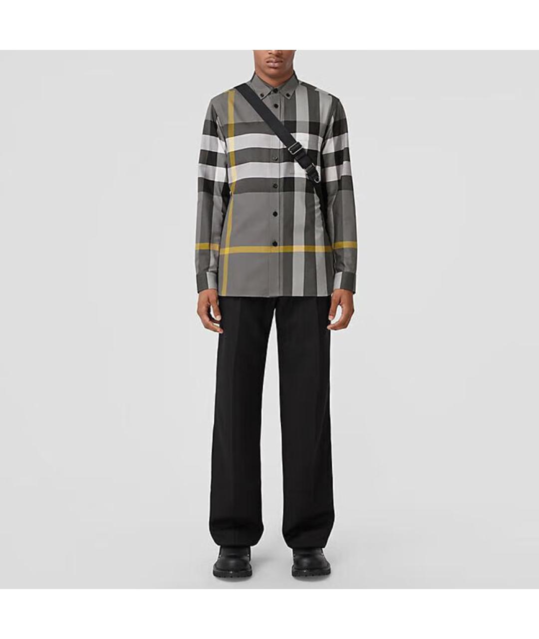 BURBERRY Серая хлопковая кэжуал рубашка, фото 3