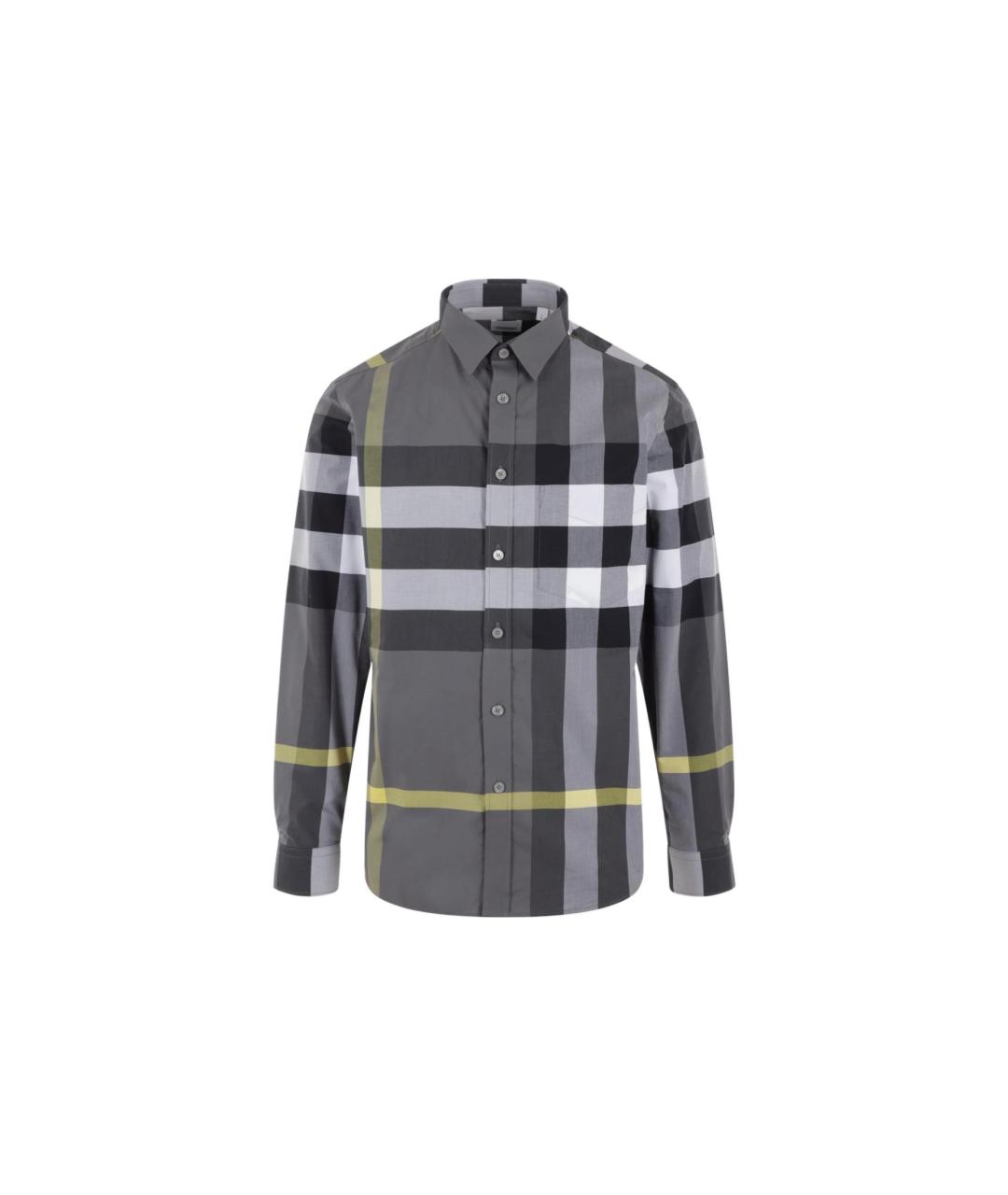 BURBERRY Серая хлопковая кэжуал рубашка, фото 5