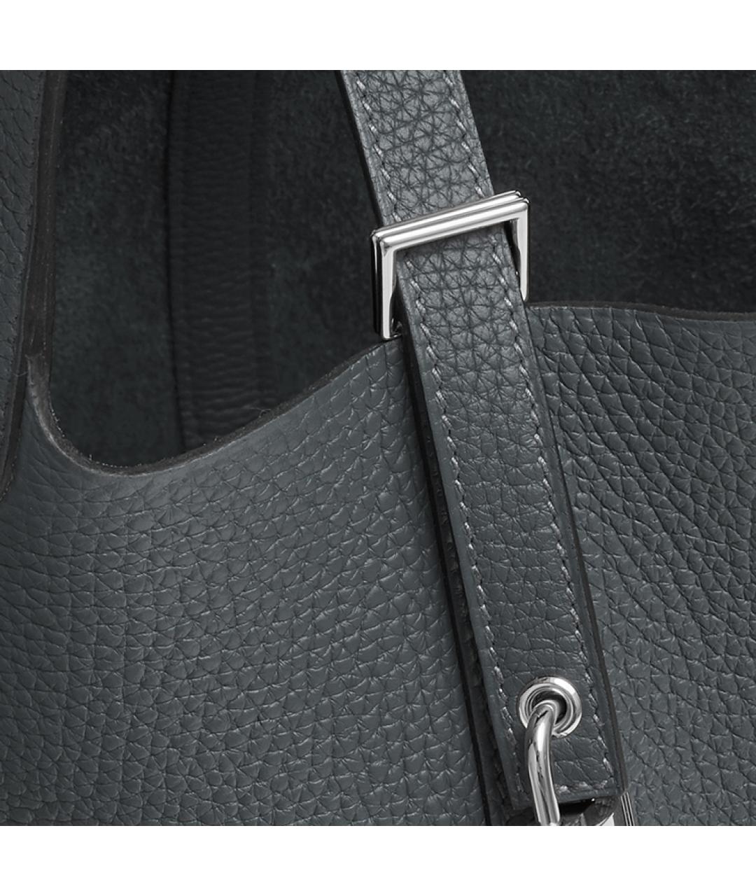 HERMES Серая кожаная сумка через плечо, фото 4