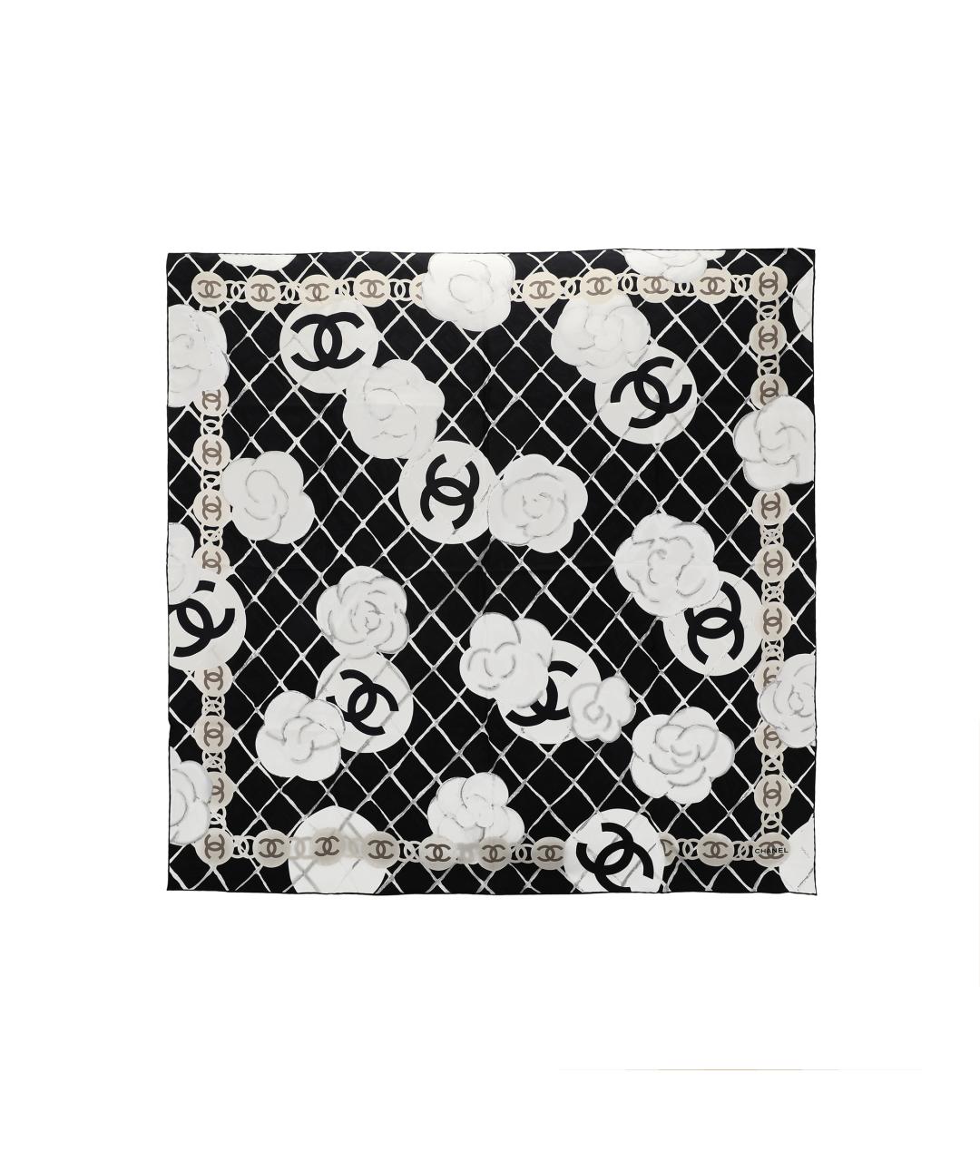 CHANEL Черный шелковый шарф, фото 1