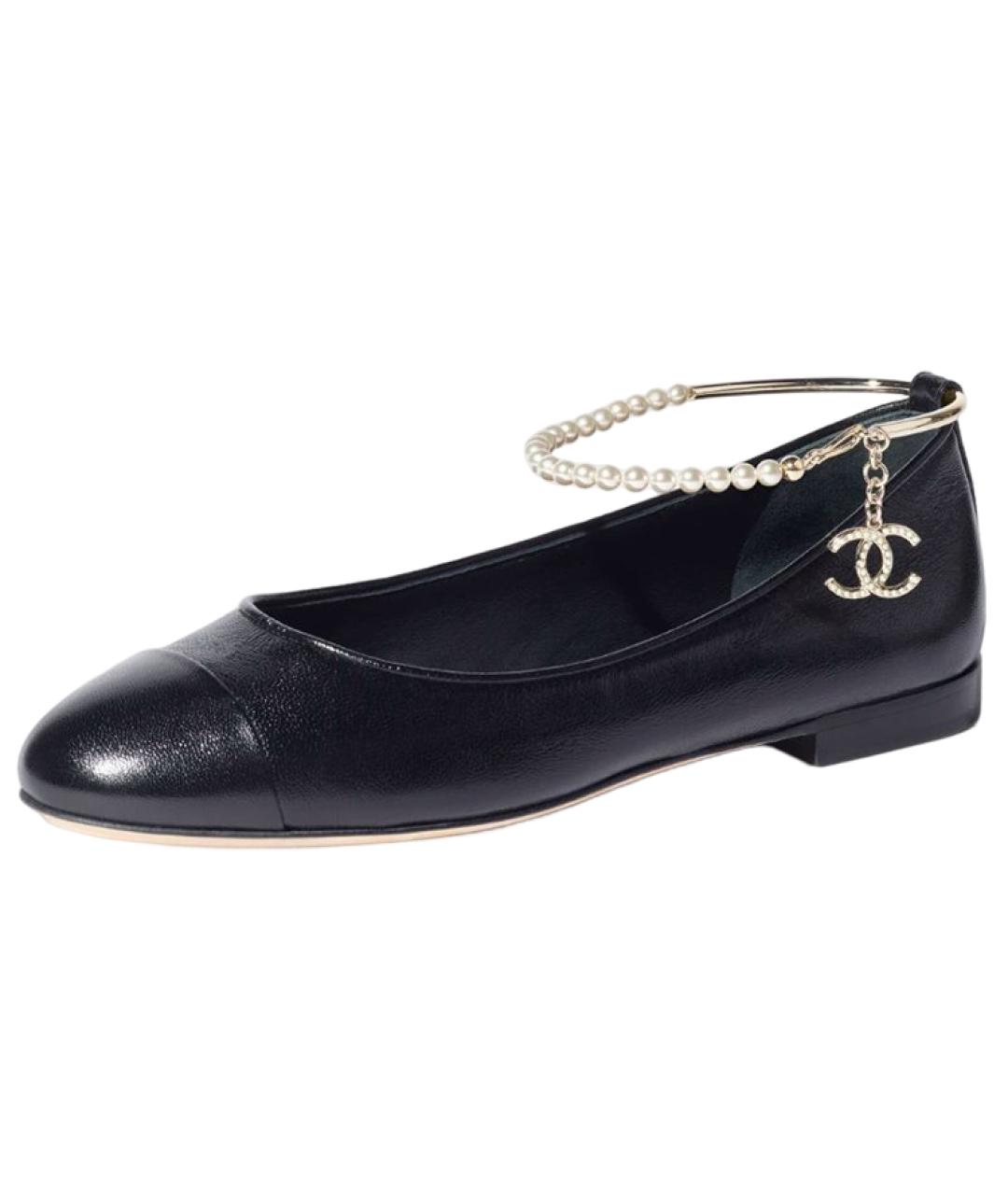 CHANEL Черные кожаные балетки, фото 2