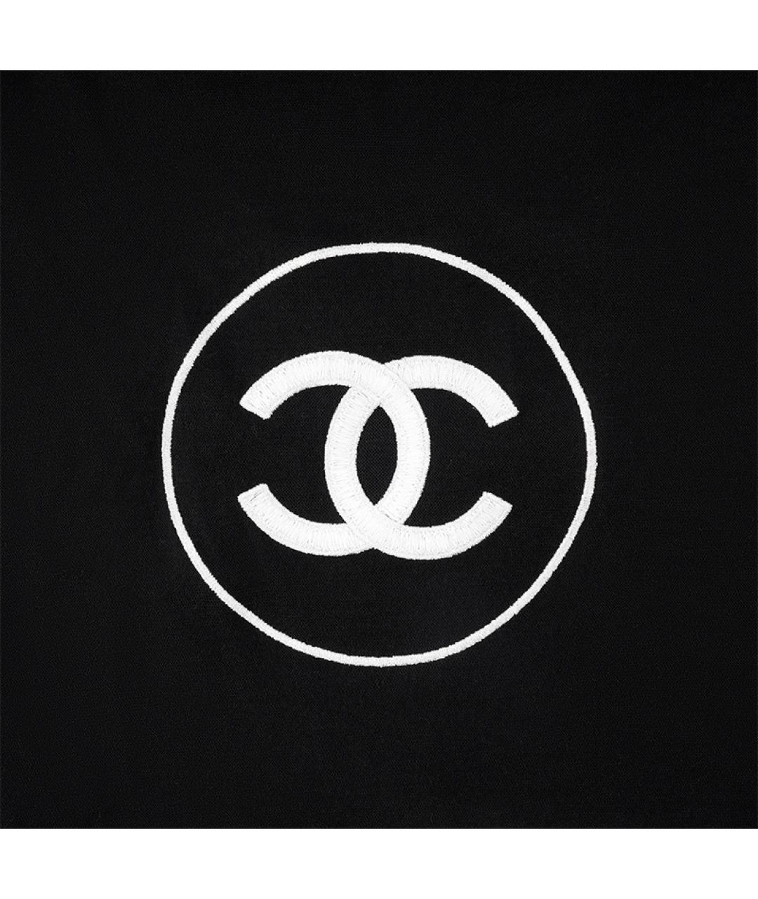 CHANEL Черный шелковый шарф, фото 3