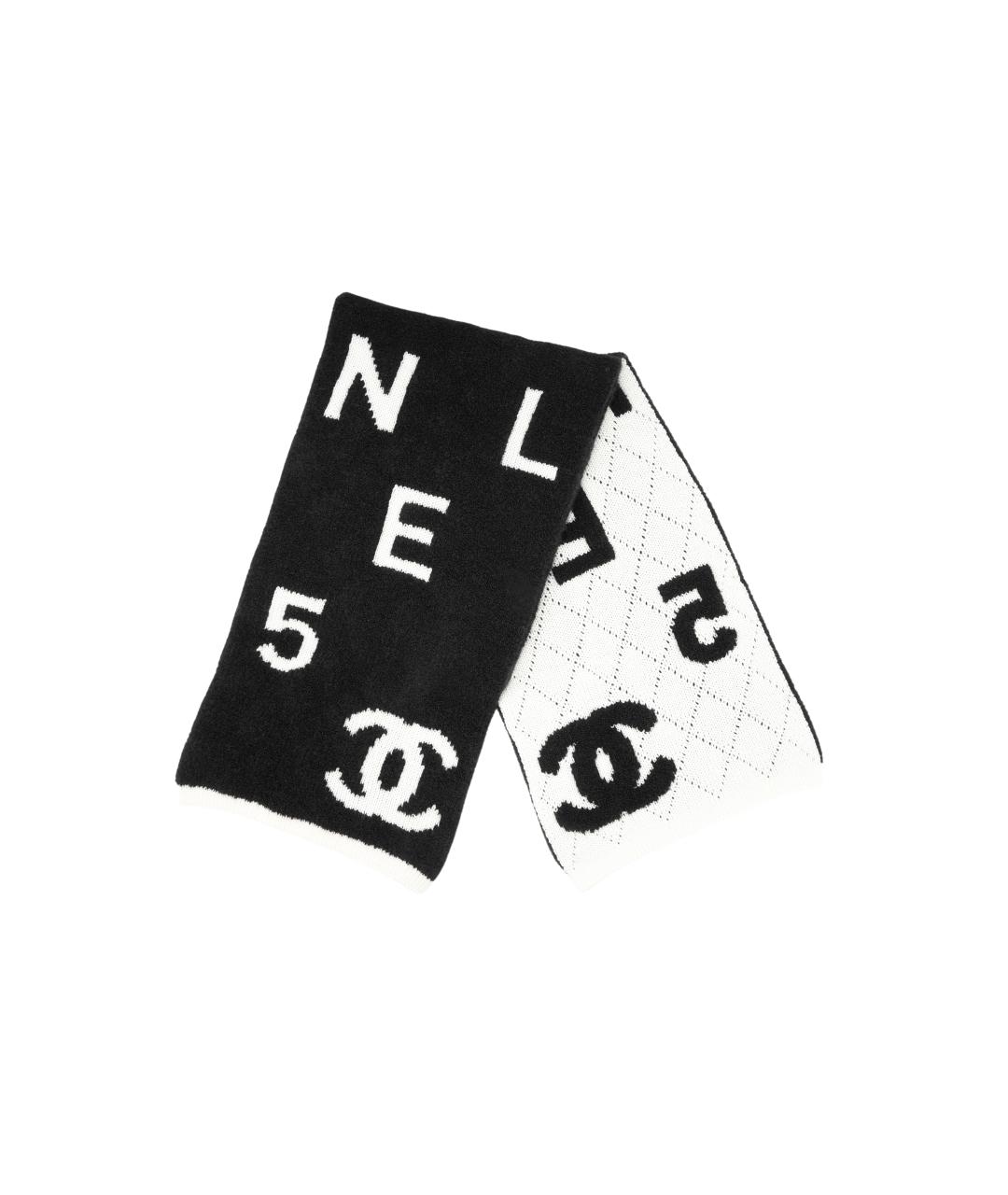 CHANEL Черный кашемировый шарф, фото 1