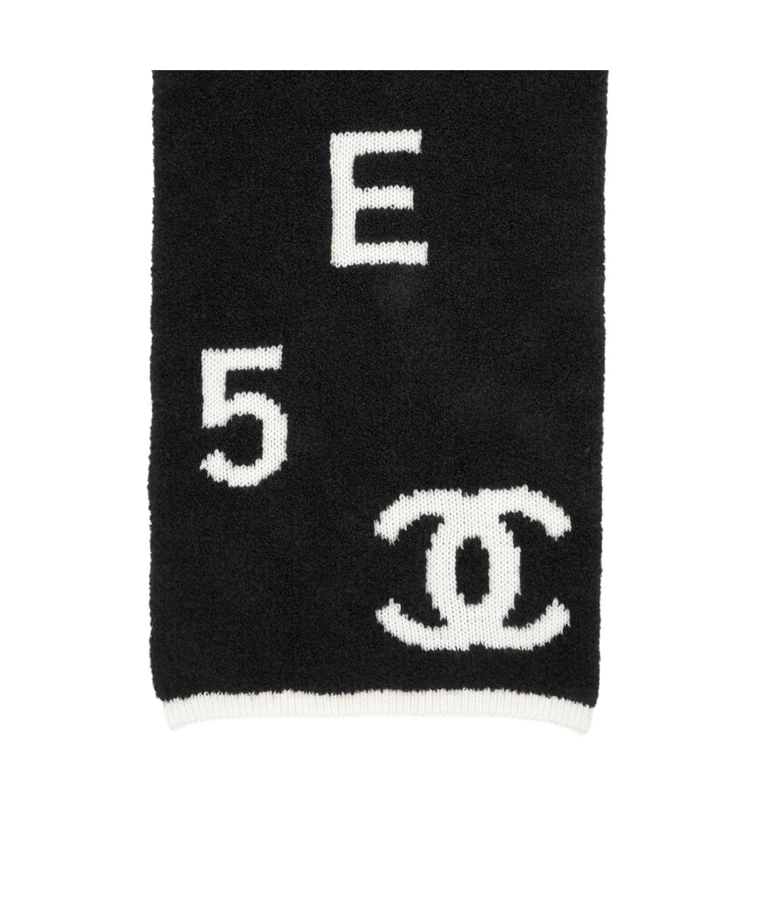 CHANEL Черный кашемировый шарф, фото 3