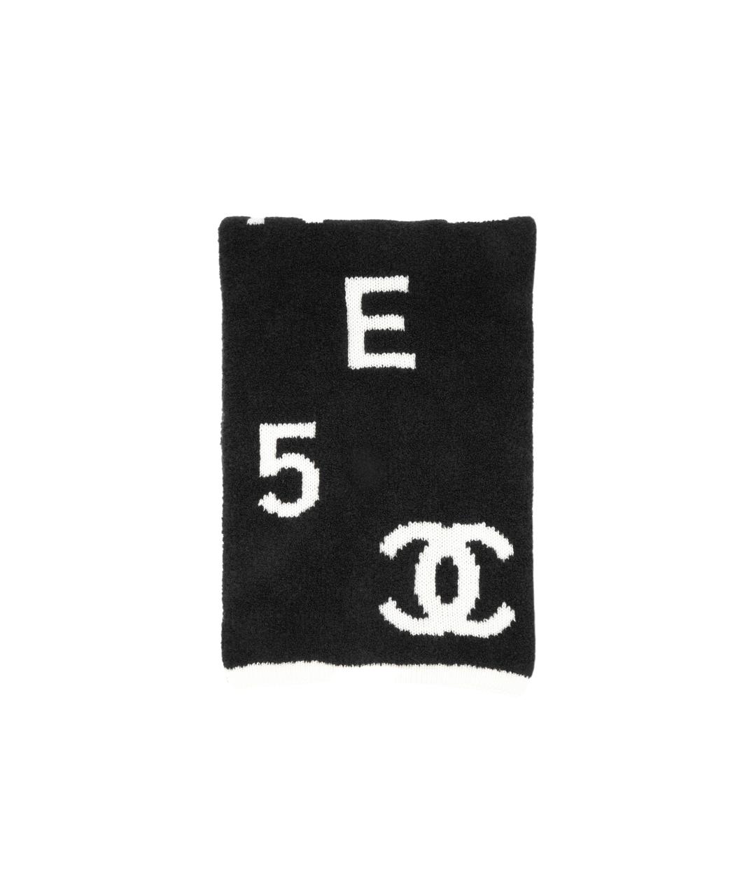 CHANEL Черный кашемировый шарф, фото 4