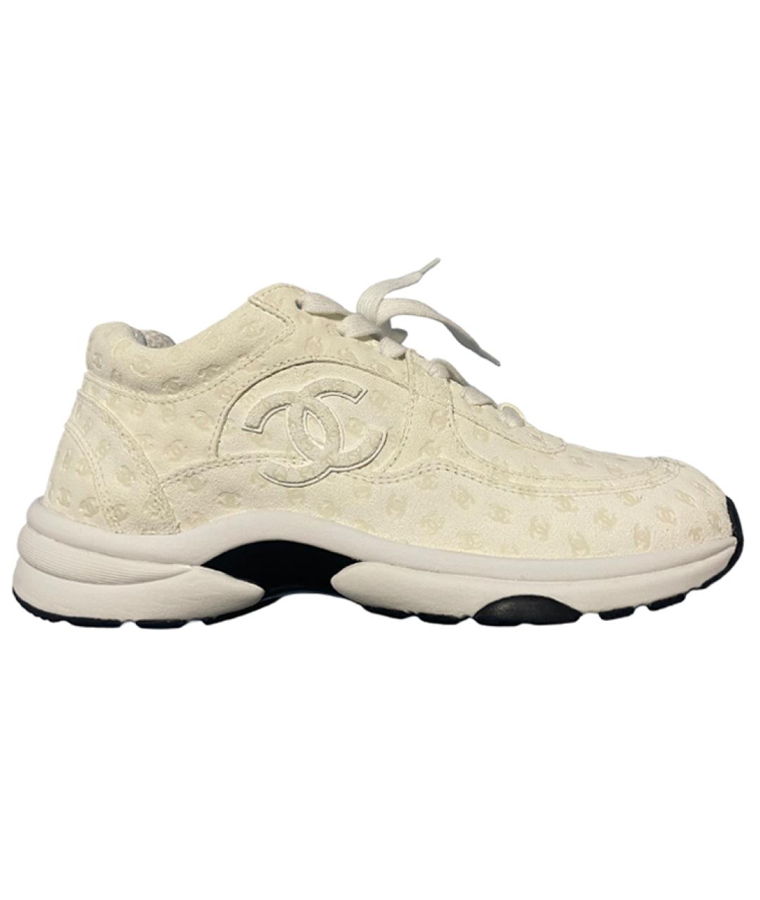 CHANEL Белые текстильные кроссовки, фото 1