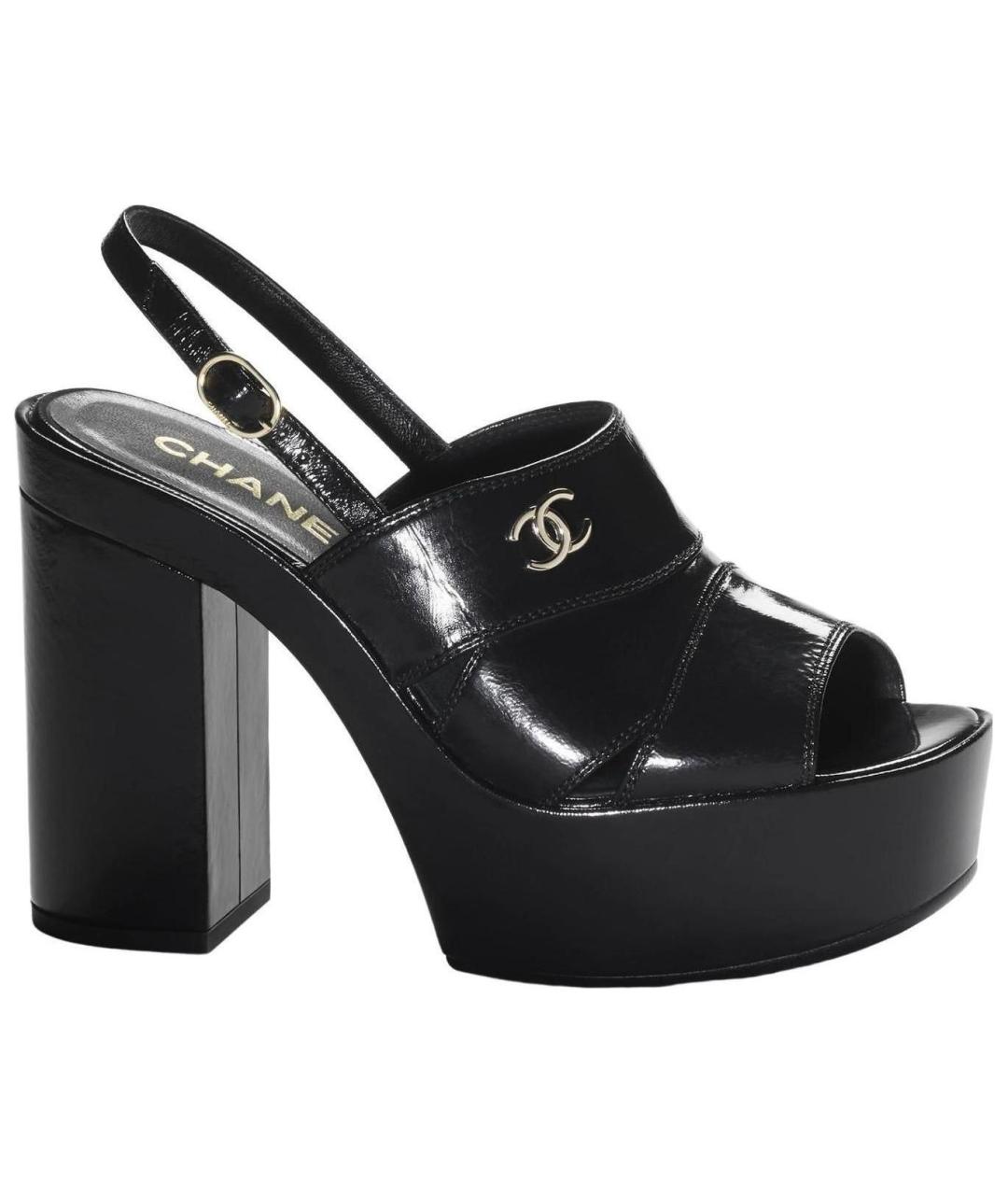 CHANEL Черные кожаные босоножки, фото 1