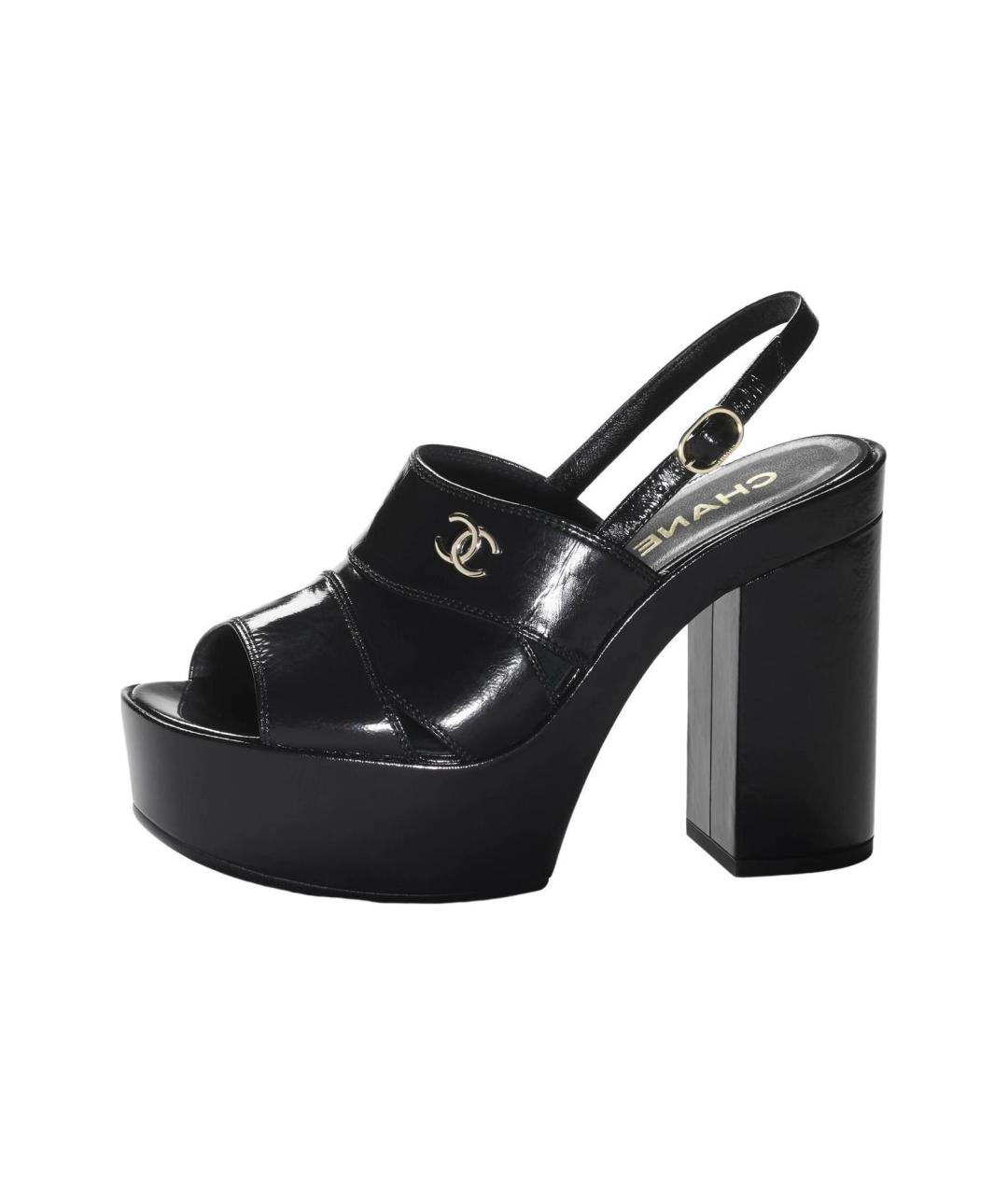 CHANEL Черные кожаные босоножки, фото 2