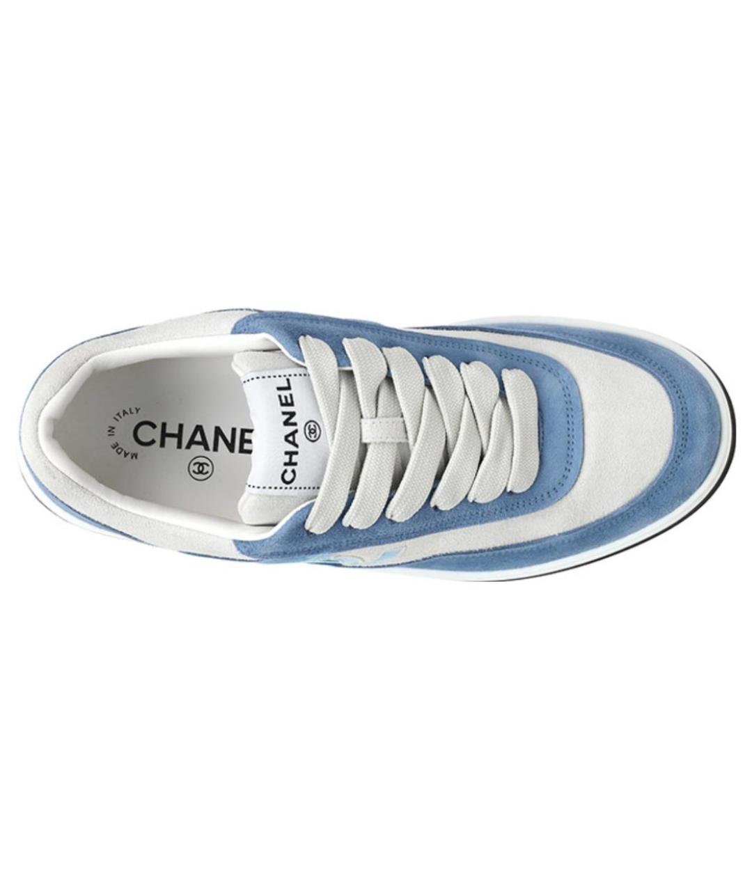 CHANEL Голубые замшевые кеды, фото 3