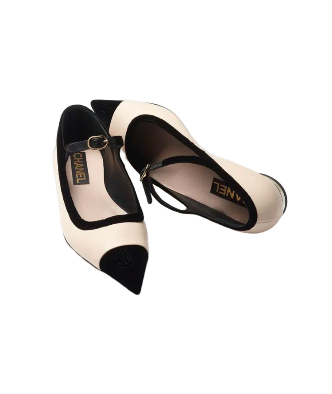 CHANEL Бежевые кожаные балетки, фото 3