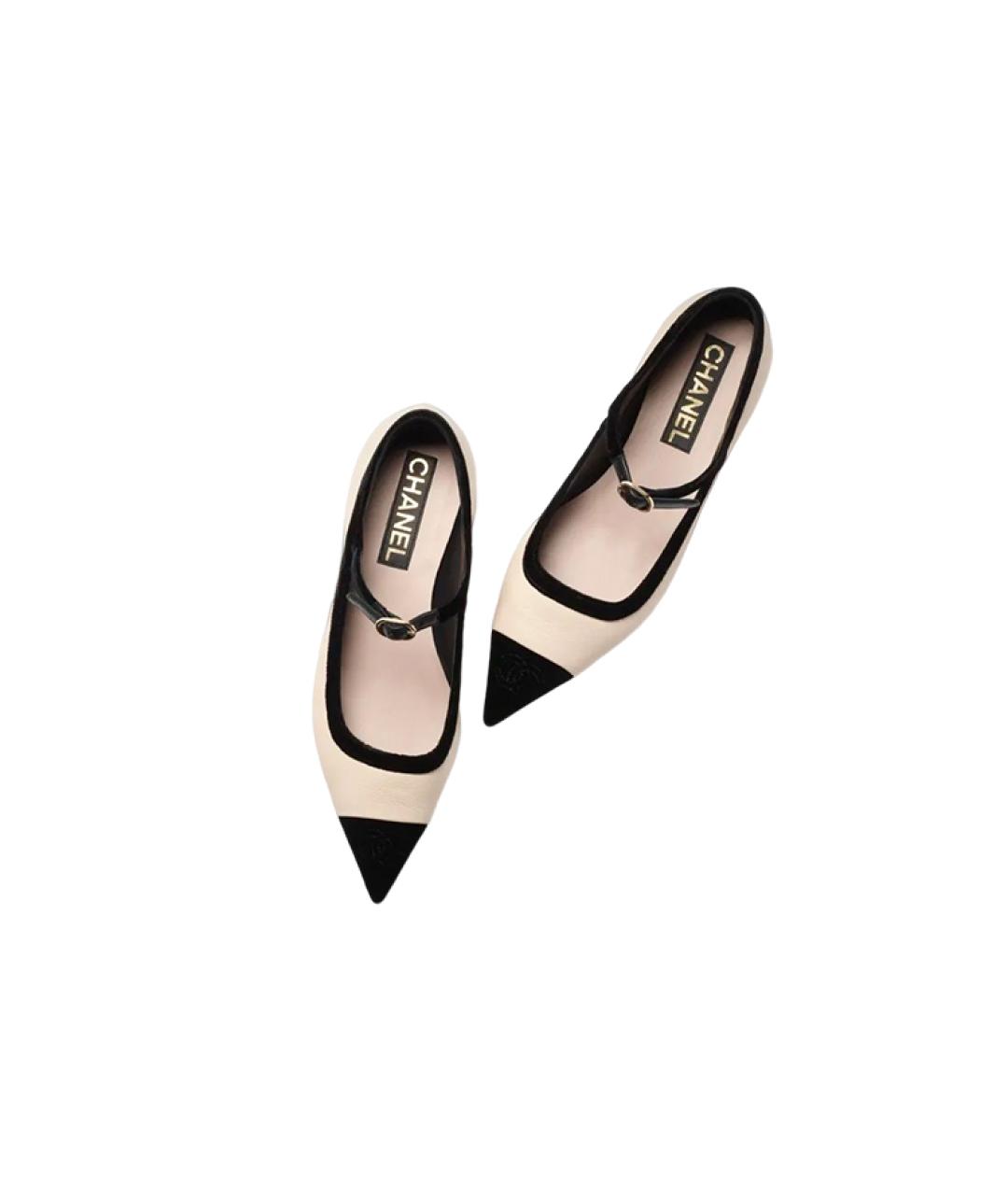 CHANEL Бежевые кожаные балетки, фото 4