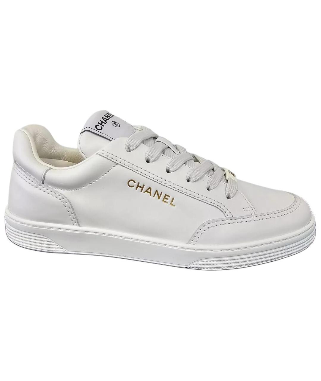 CHANEL Белые кожаные кеды, фото 1