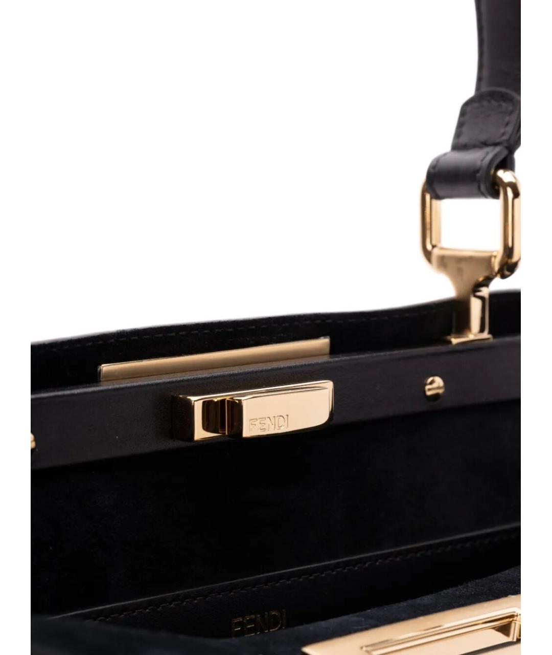 FENDI Черная кожаная сумка тоут, фото 5