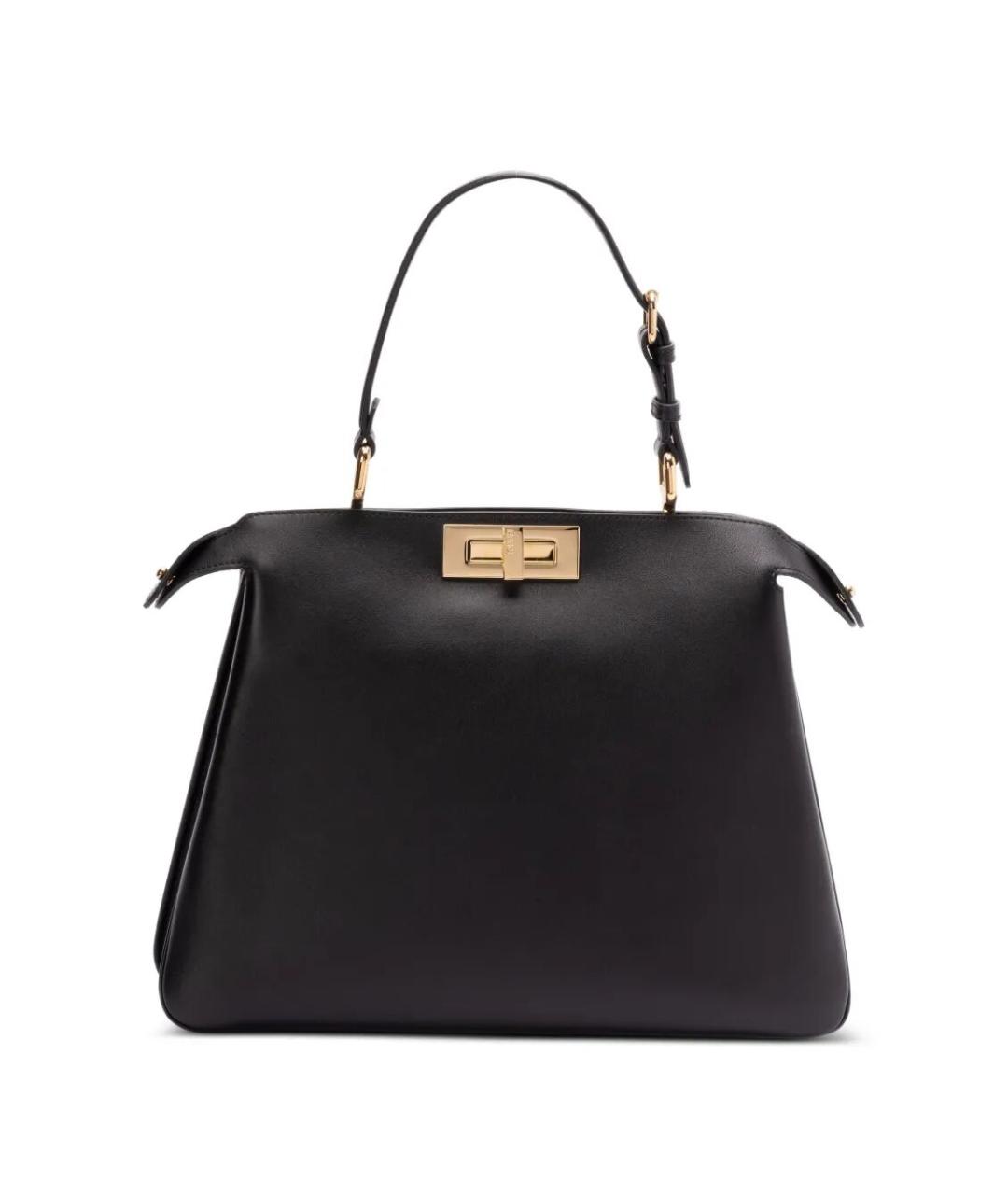 FENDI Черная кожаная сумка тоут, фото 3