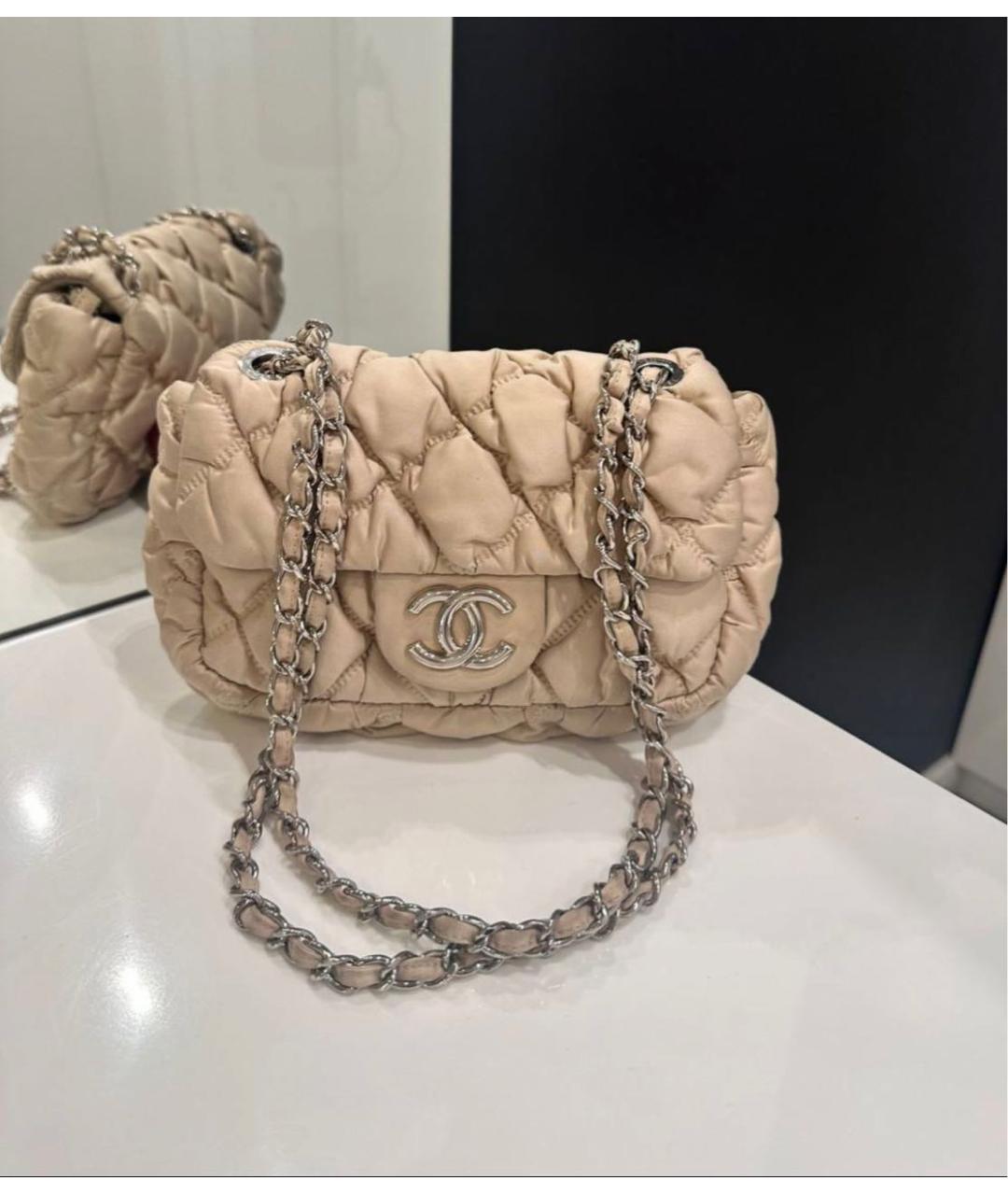 CHANEL Бежевая тканевая сумка через плечо, фото 3