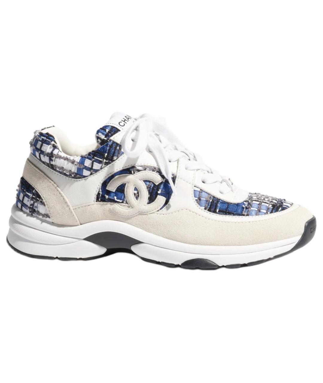 CHANEL Белые текстильные кроссовки, фото 1